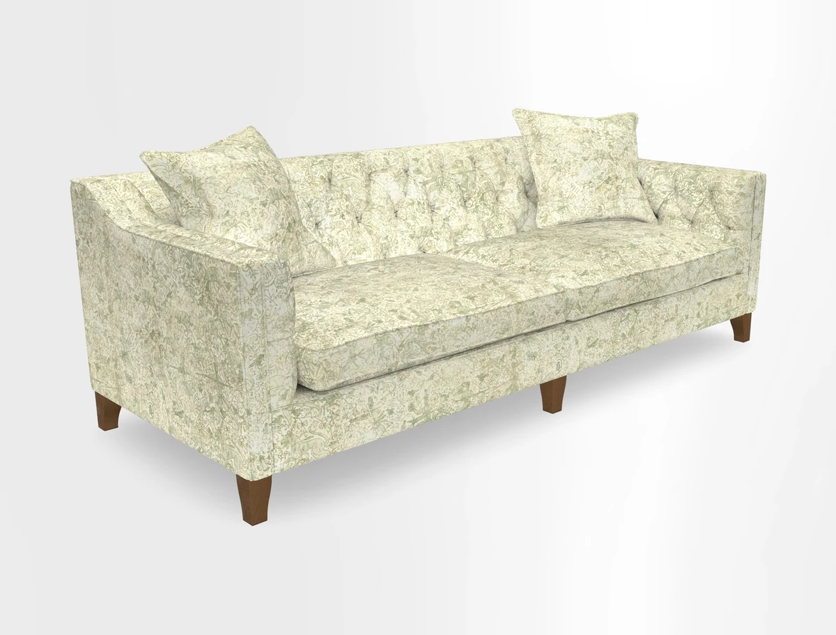 Haresfield 3 Seater Sofa in Linwood Omega Velvet Omega Airforce with Contrasting Piping
