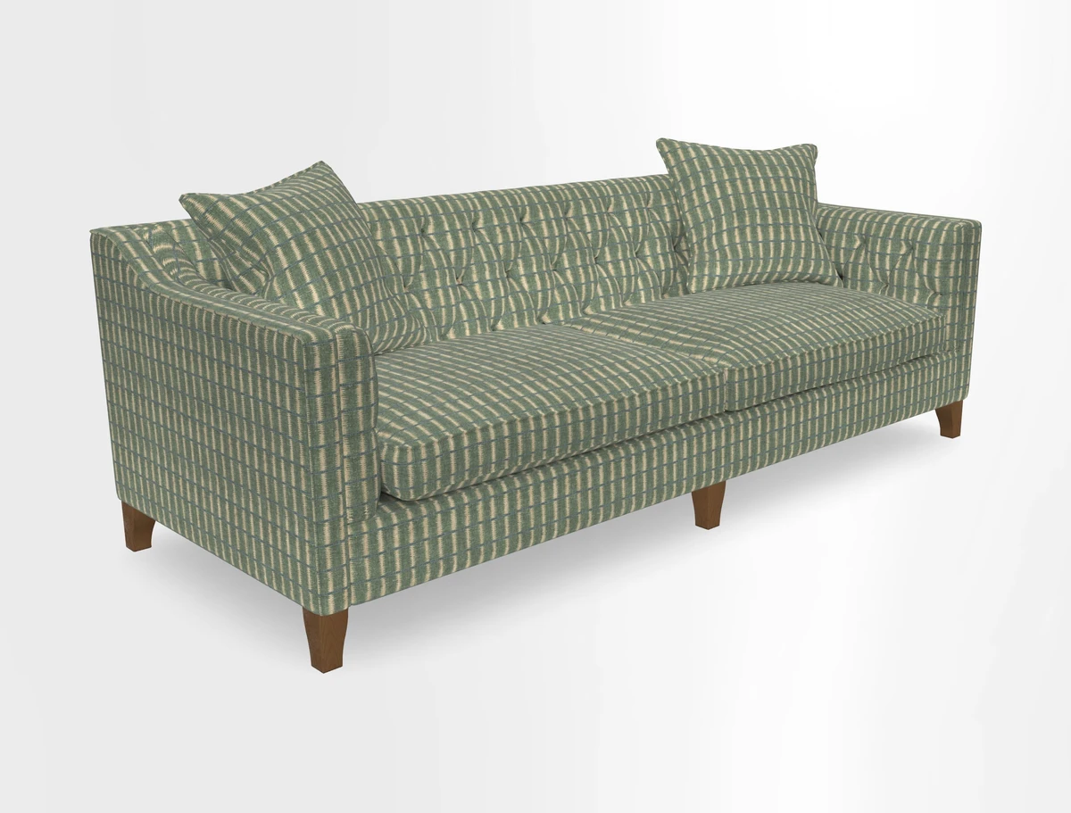 Haresfield 3 Seater Sofa in Linwood Omega Velvet Omega Airforce with Contrasting Piping