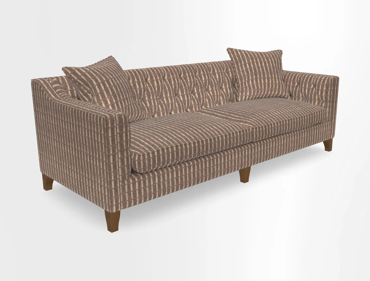 Haresfield 3 Seater Sofa in Linwood Omega Velvet Omega Airforce with Contrasting Piping
