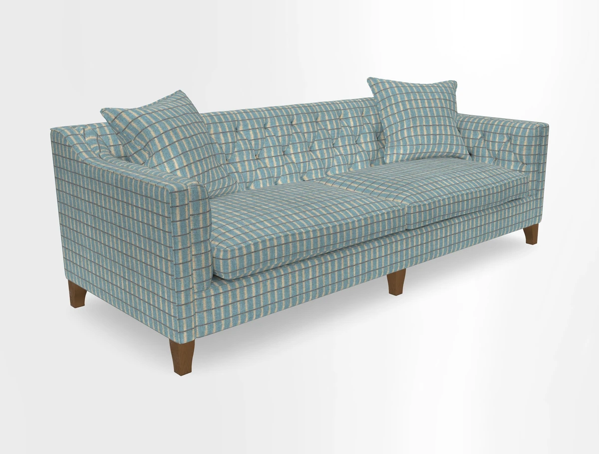 Haresfield 3 Seater Sofa in Linwood Omega Velvet Omega Airforce with Contrasting Piping