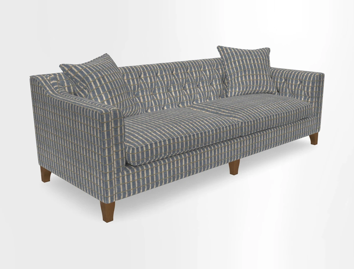 Haresfield 3 Seater Sofa in Linwood Omega Velvet Omega Airforce with Contrasting Piping
