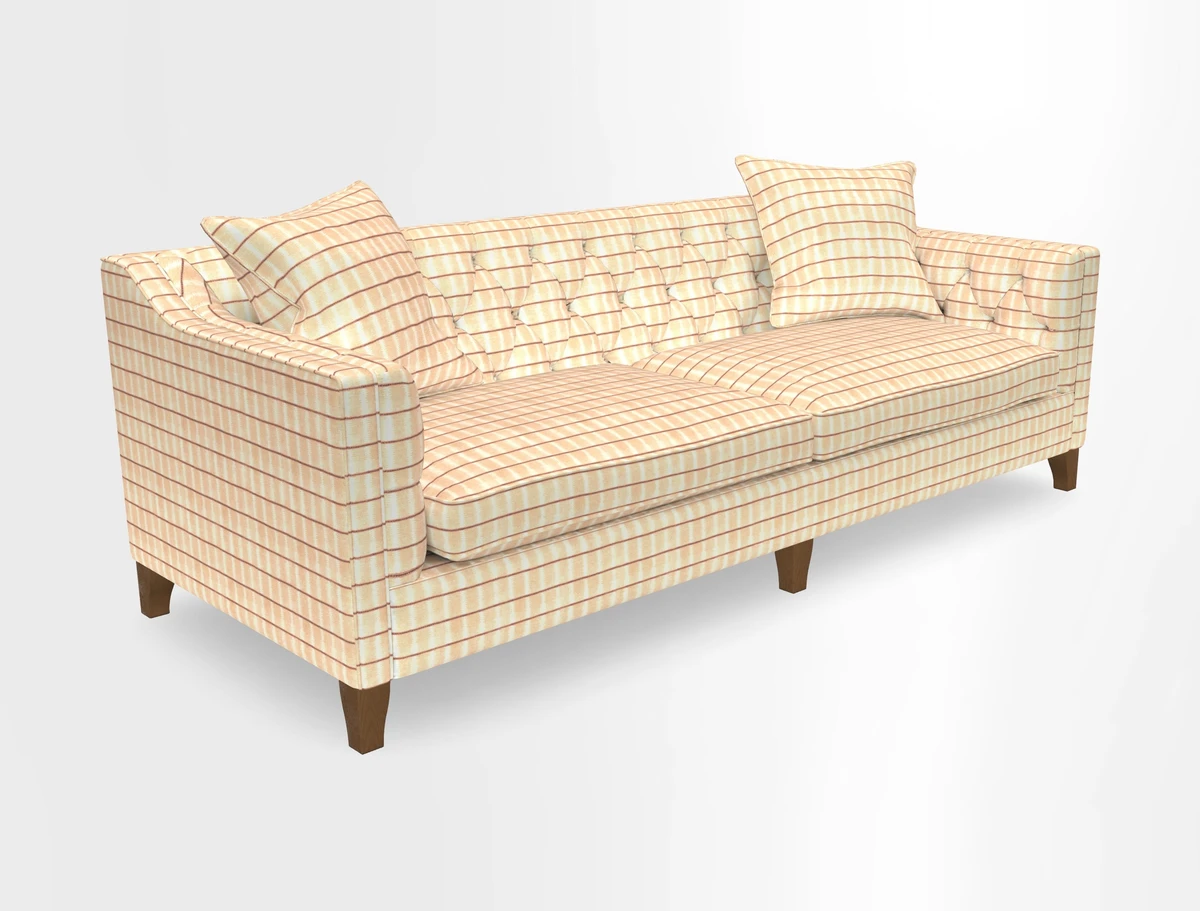 Haresfield 3 Seater Sofa in Linwood Omega Velvet Omega Airforce with Contrasting Piping