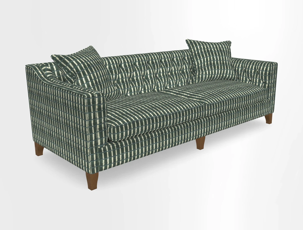 Haresfield 3 Seater Sofa in Linwood Omega Velvet Omega Airforce with Contrasting Piping