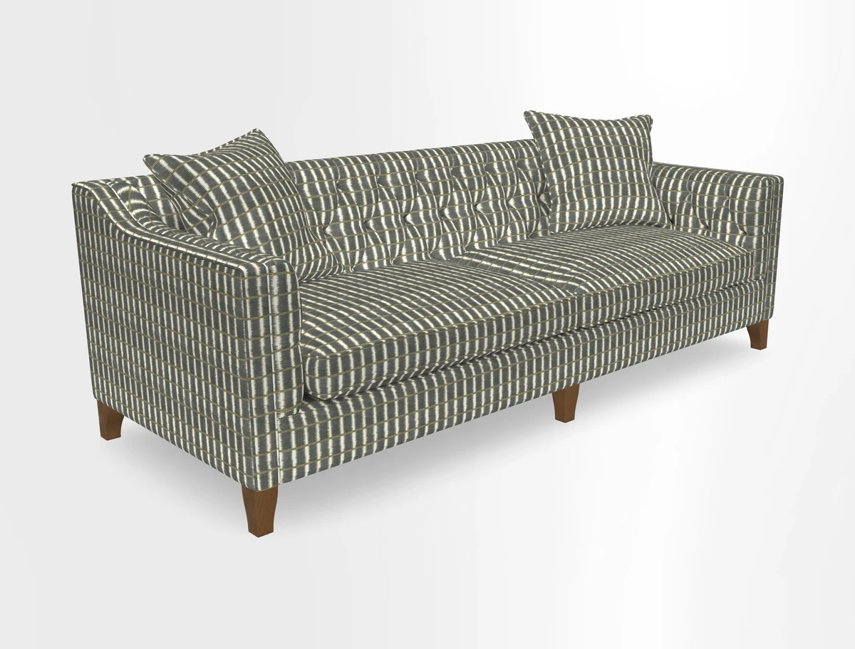 Haresfield 3 Seater Sofa in Linwood Omega Velvet Omega Airforce with Contrasting Piping