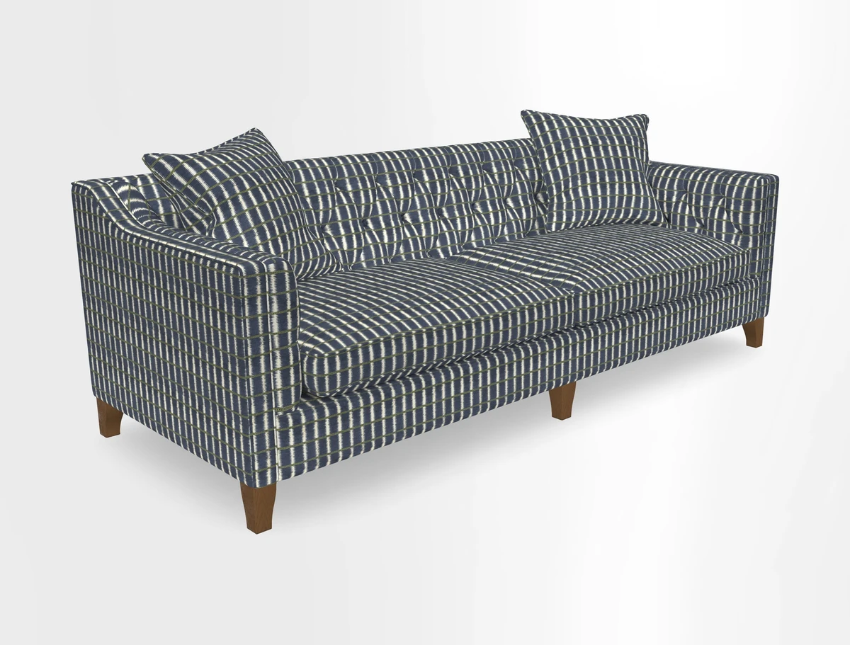 Haresfield 3 Seater Sofa in Linwood Omega Velvet Omega Airforce with Contrasting Piping