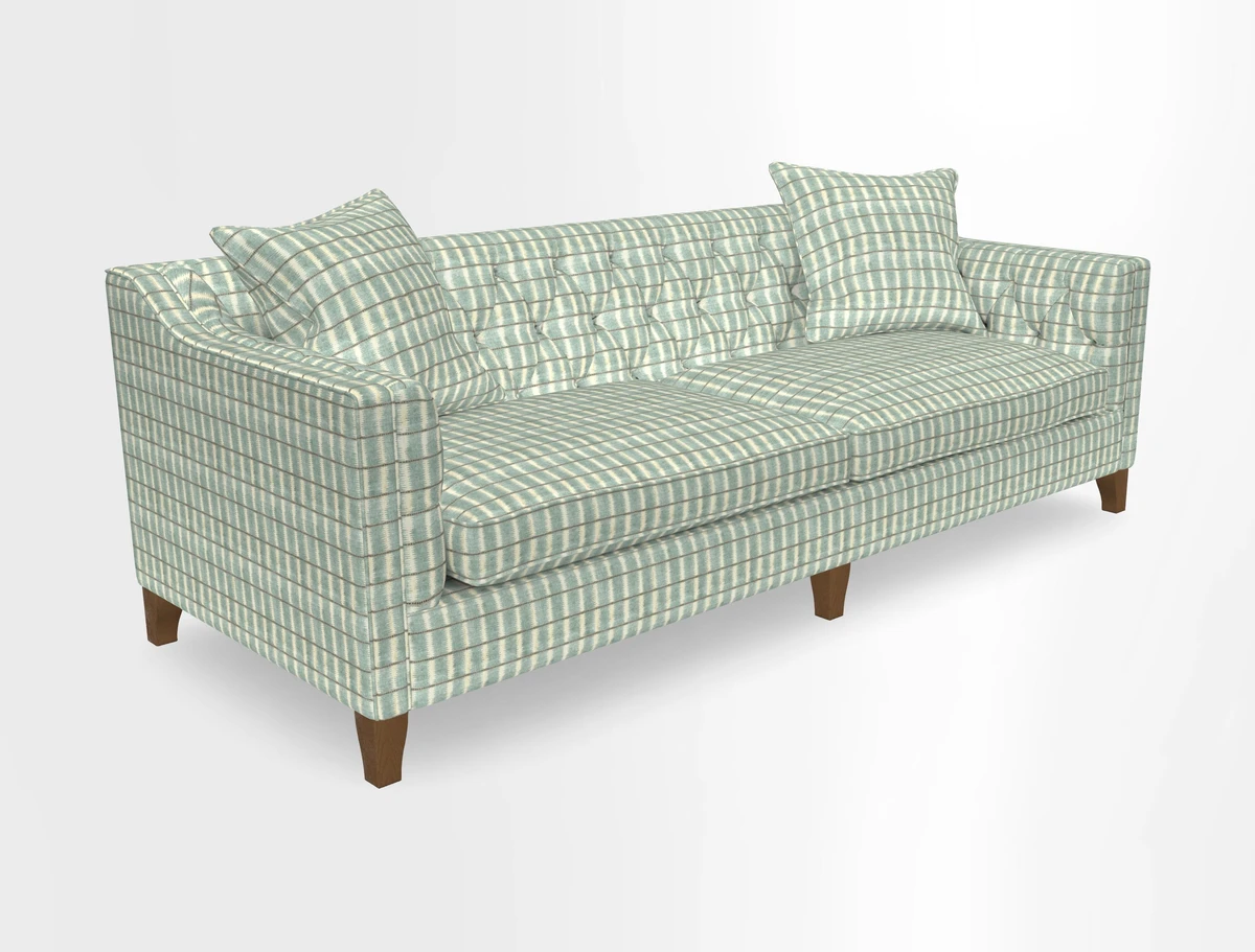 Haresfield 3 Seater Sofa in Linwood Omega Velvet Omega Airforce with Contrasting Piping