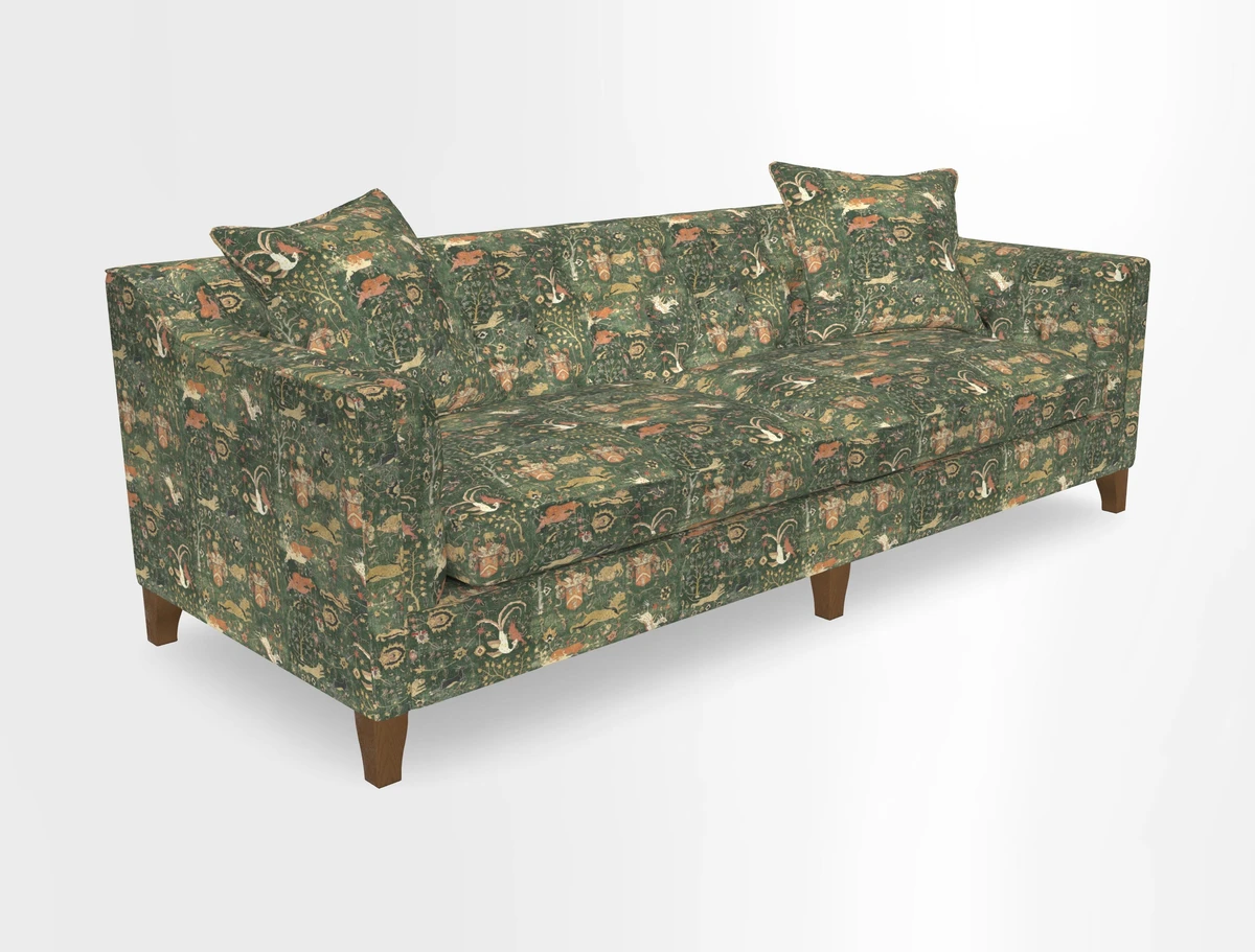 Haresfield 3 Seater Sofa in Linwood Omega Velvet Omega Airforce with Contrasting Piping