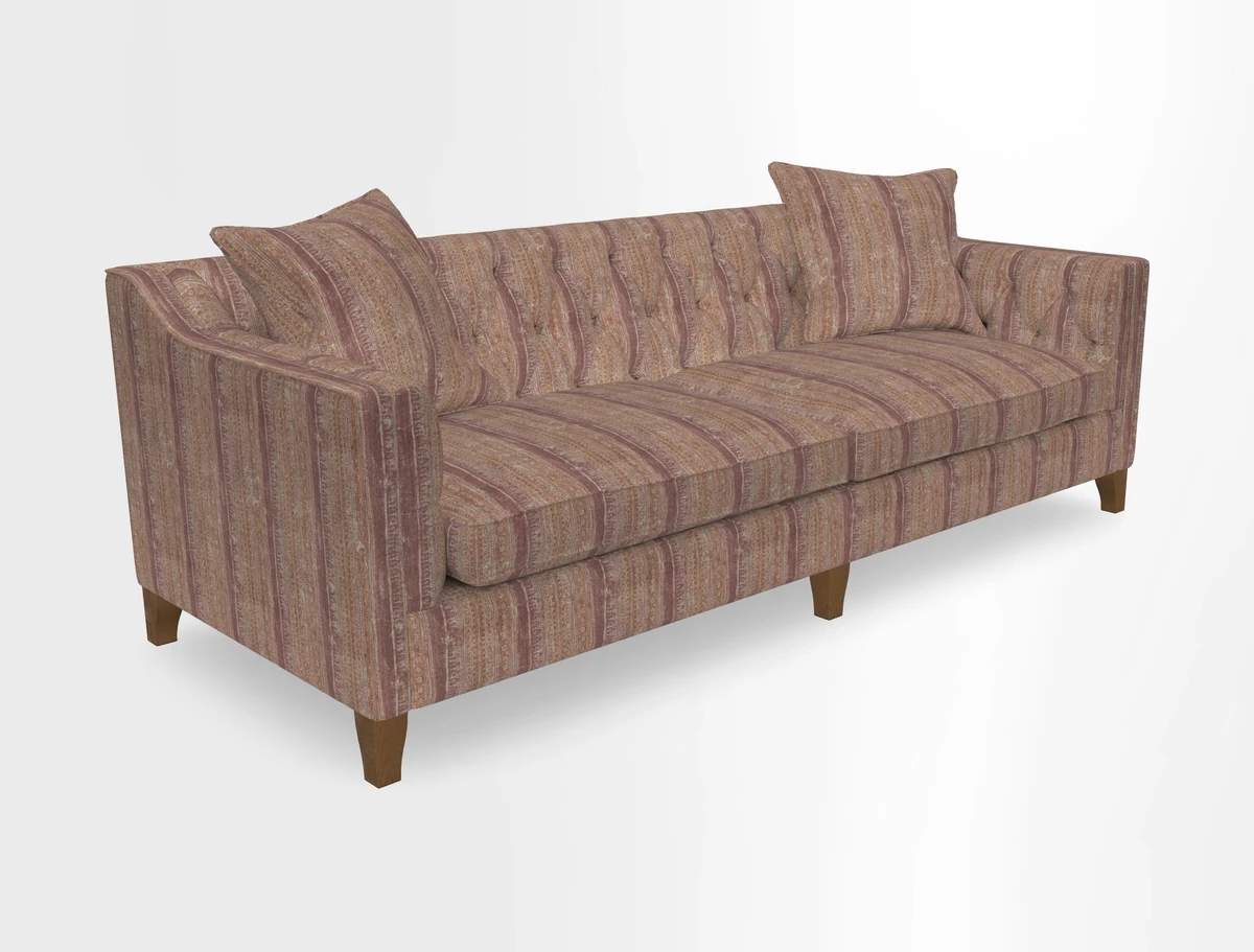 Haresfield 3 Seater Sofa in Linwood Omega Velvet Omega Airforce with Contrasting Piping