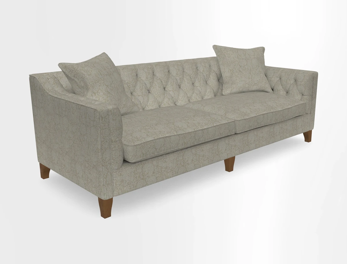 Haresfield 3 Seater Sofa in Linwood Omega Velvet Omega Airforce with Contrasting Piping