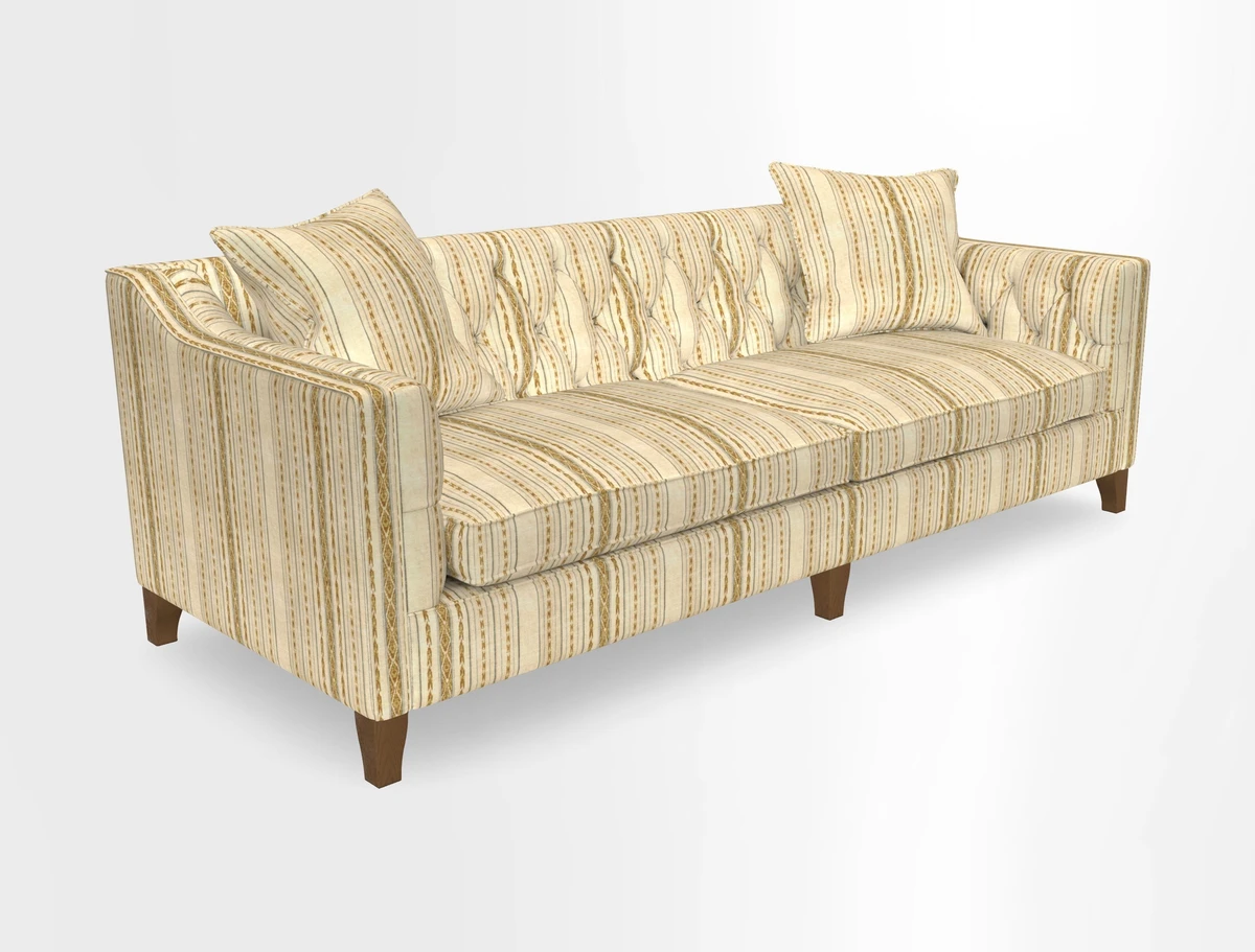 Haresfield 3 Seater Sofa in Linwood Omega Velvet Omega Airforce with Contrasting Piping