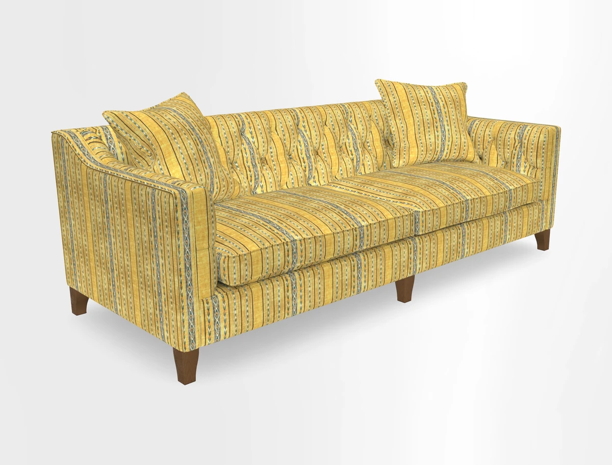 Haresfield 3 Seater Sofa in Linwood Omega Velvet Omega Airforce with Contrasting Piping