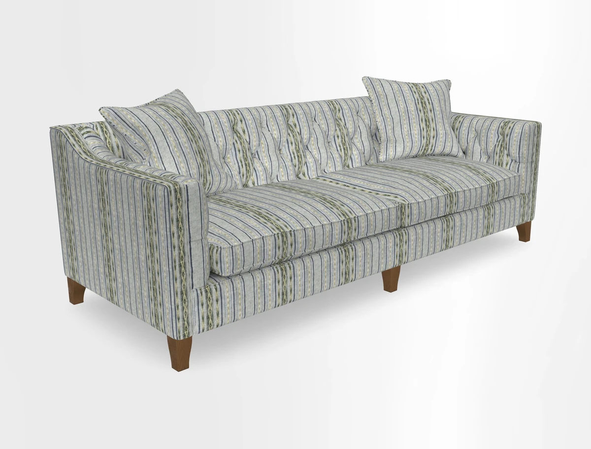 Haresfield 3 Seater Sofa in Linwood Omega Velvet Omega Airforce with Contrasting Piping