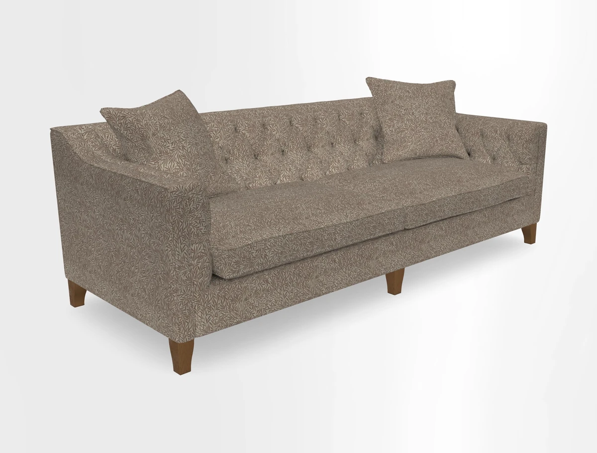 Haresfield 3 Seater Sofa in Linwood Omega Velvet Omega Airforce with Contrasting Piping