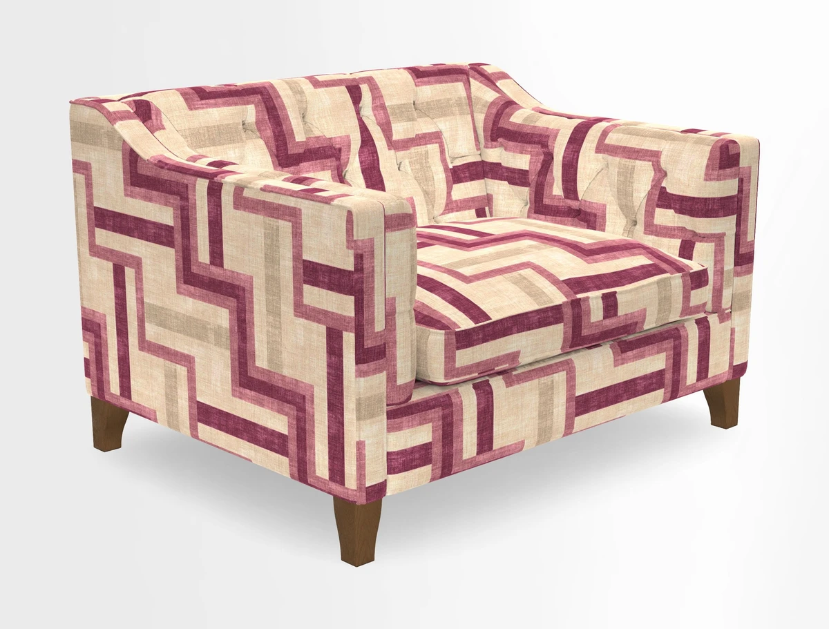 Haresfield Snuggler Dipped Arms in Mohair Lichen Seat Cushion in RHS Gertrude Jekyll Meadow Flower Olive and Scatters in RHS Gertrude Jekyll Folklore Olive