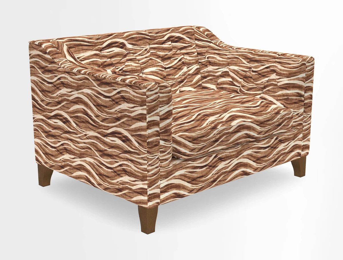 Haresfield Snuggler Dipped Arms in Mohair Lichen Seat Cushion in RHS Gertrude Jekyll Meadow Flower Olive and Scatters in RHS Gertrude Jekyll Folklore Olive