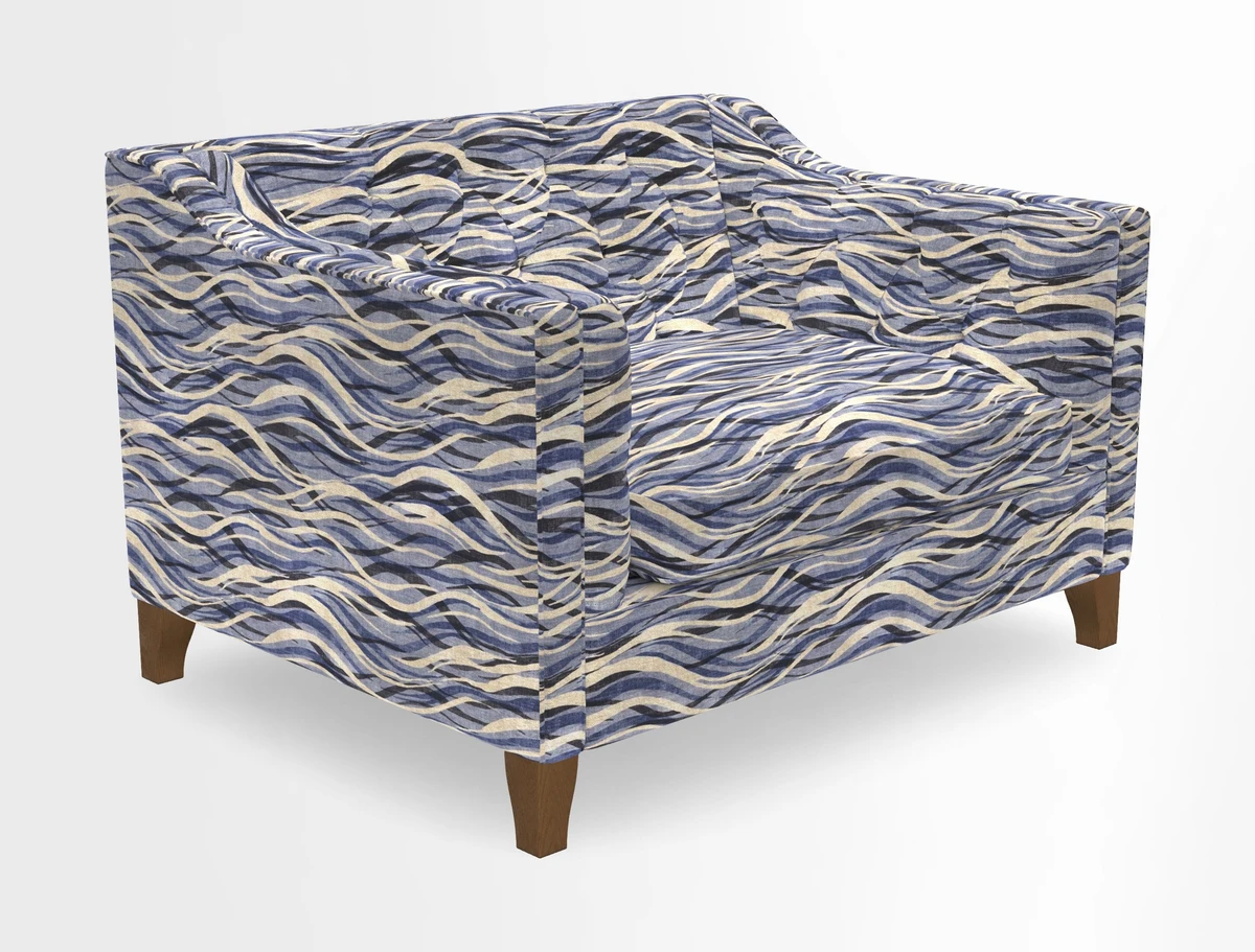 Haresfield Snuggler Dipped Arms in Mohair Lichen Seat Cushion in RHS Gertrude Jekyll Meadow Flower Olive and Scatters in RHS Gertrude Jekyll Folklore Olive