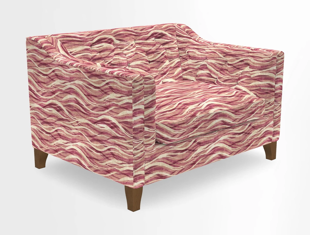 Haresfield Snuggler Dipped Arms in Mohair Lichen Seat Cushion in RHS Gertrude Jekyll Meadow Flower Olive and Scatters in RHS Gertrude Jekyll Folklore Olive