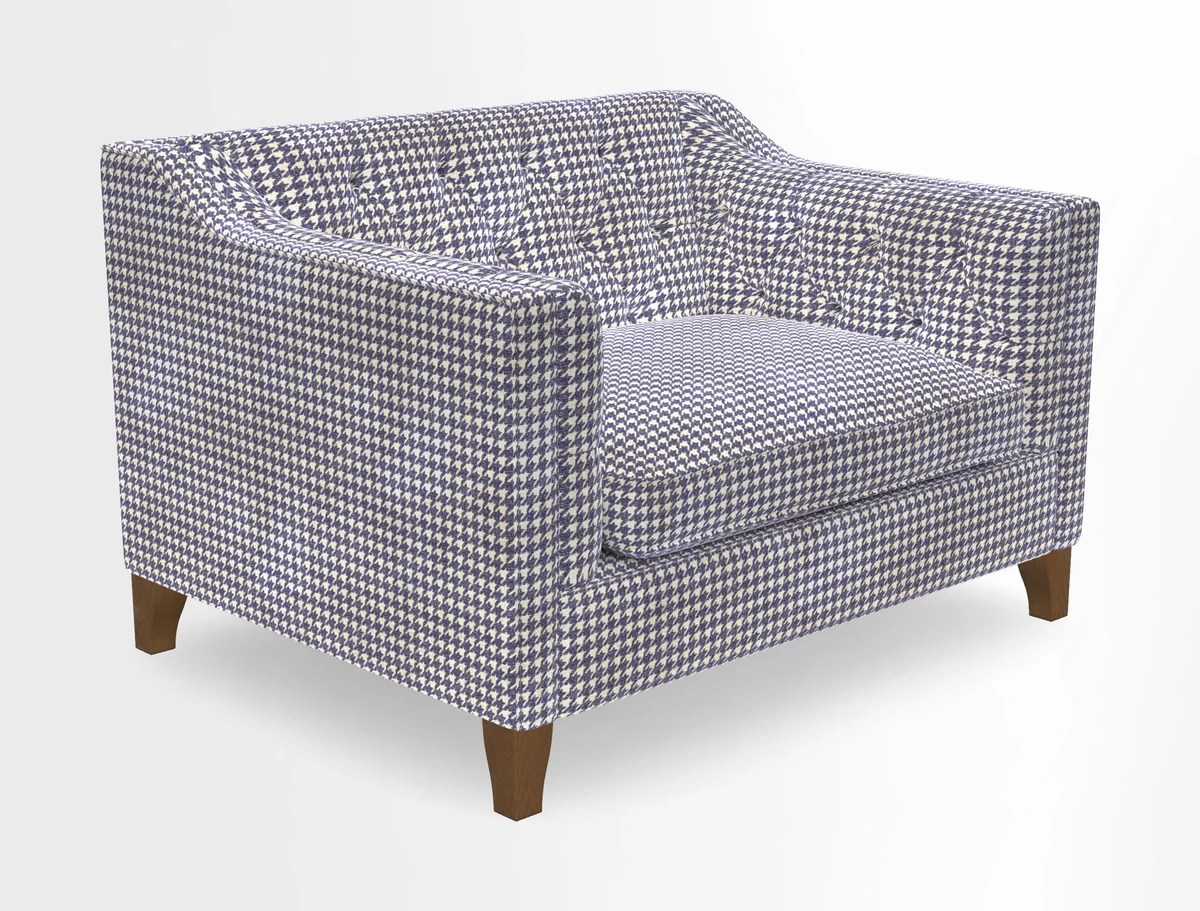 Haresfield Snuggler Dipped Arms in Mohair Lichen Seat Cushion in RHS Gertrude Jekyll Meadow Flower Olive and Scatters in RHS Gertrude Jekyll Folklore Olive