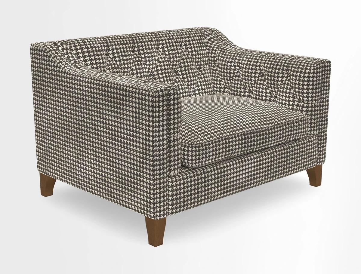 Haresfield Snuggler Dipped Arms in Mohair Lichen Seat Cushion in RHS Gertrude Jekyll Meadow Flower Olive and Scatters in RHS Gertrude Jekyll Folklore Olive