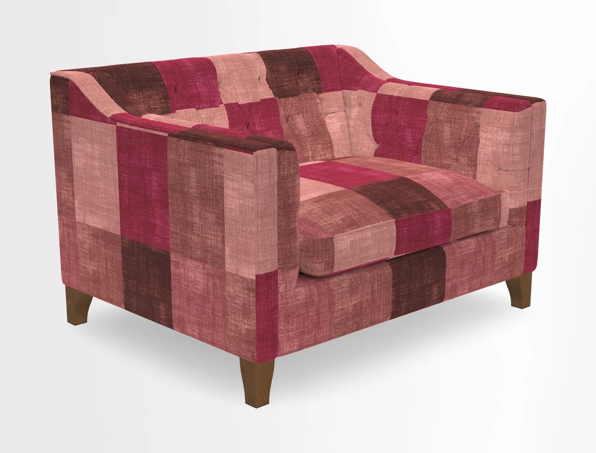 Haresfield Snuggler Dipped Arms in Mohair Lichen Seat Cushion in RHS Gertrude Jekyll Meadow Flower Olive and Scatters in RHS Gertrude Jekyll Folklore Olive