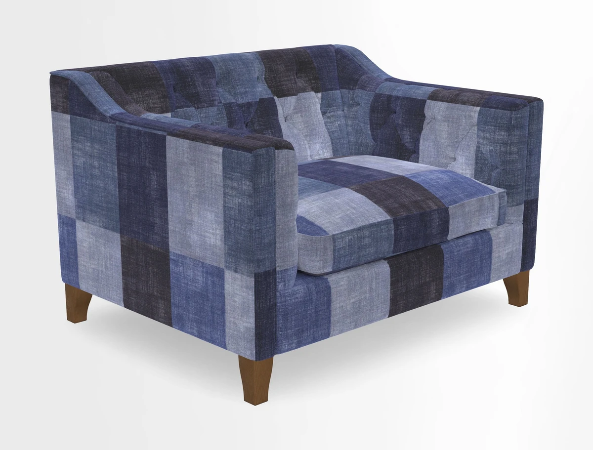 Haresfield Snuggler Dipped Arms in Mohair Lichen Seat Cushion in RHS Gertrude Jekyll Meadow Flower Olive and Scatters in RHS Gertrude Jekyll Folklore Olive