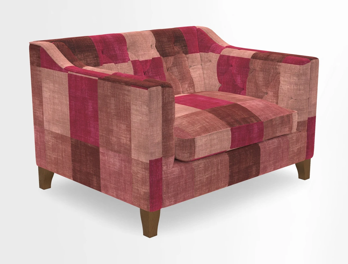 Haresfield Snuggler Dipped Arms in Mohair Lichen Seat Cushion in RHS Gertrude Jekyll Meadow Flower Olive and Scatters in RHS Gertrude Jekyll Folklore Olive