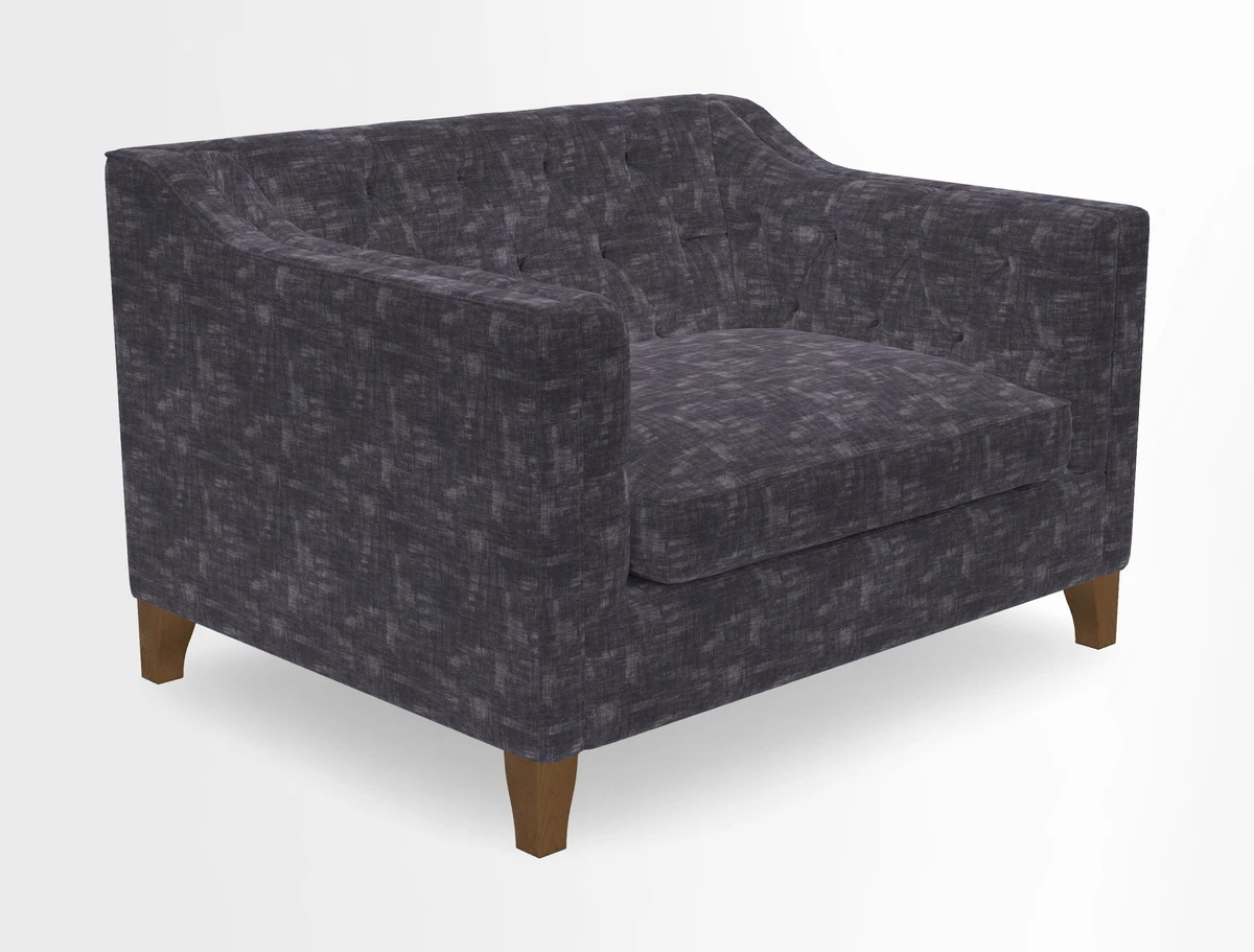 Haresfield Snuggler Dipped Arms in Mohair Lichen Seat Cushion in RHS Gertrude Jekyll Meadow Flower Olive and Scatters in RHS Gertrude Jekyll Folklore Olive