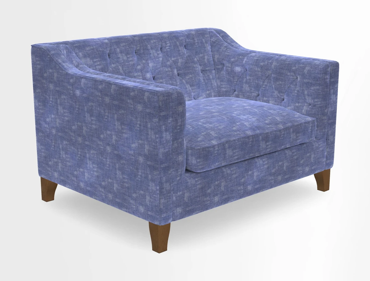 Haresfield Snuggler Dipped Arms in Mohair Lichen Seat Cushion in RHS Gertrude Jekyll Meadow Flower Olive and Scatters in RHS Gertrude Jekyll Folklore Olive