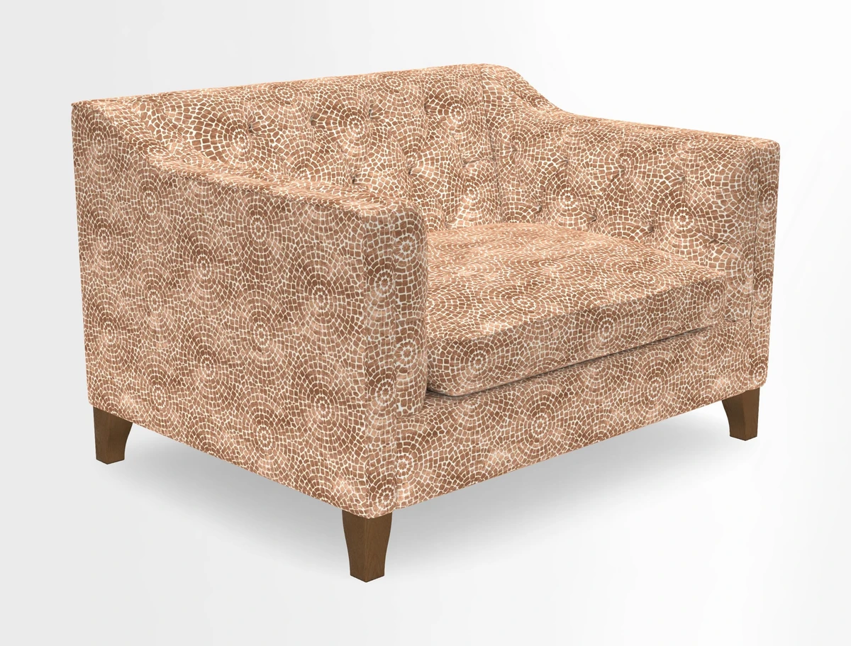 Haresfield Snuggler Dipped Arms in Mohair Lichen Seat Cushion in RHS Gertrude Jekyll Meadow Flower Olive and Scatters in RHS Gertrude Jekyll Folklore Olive