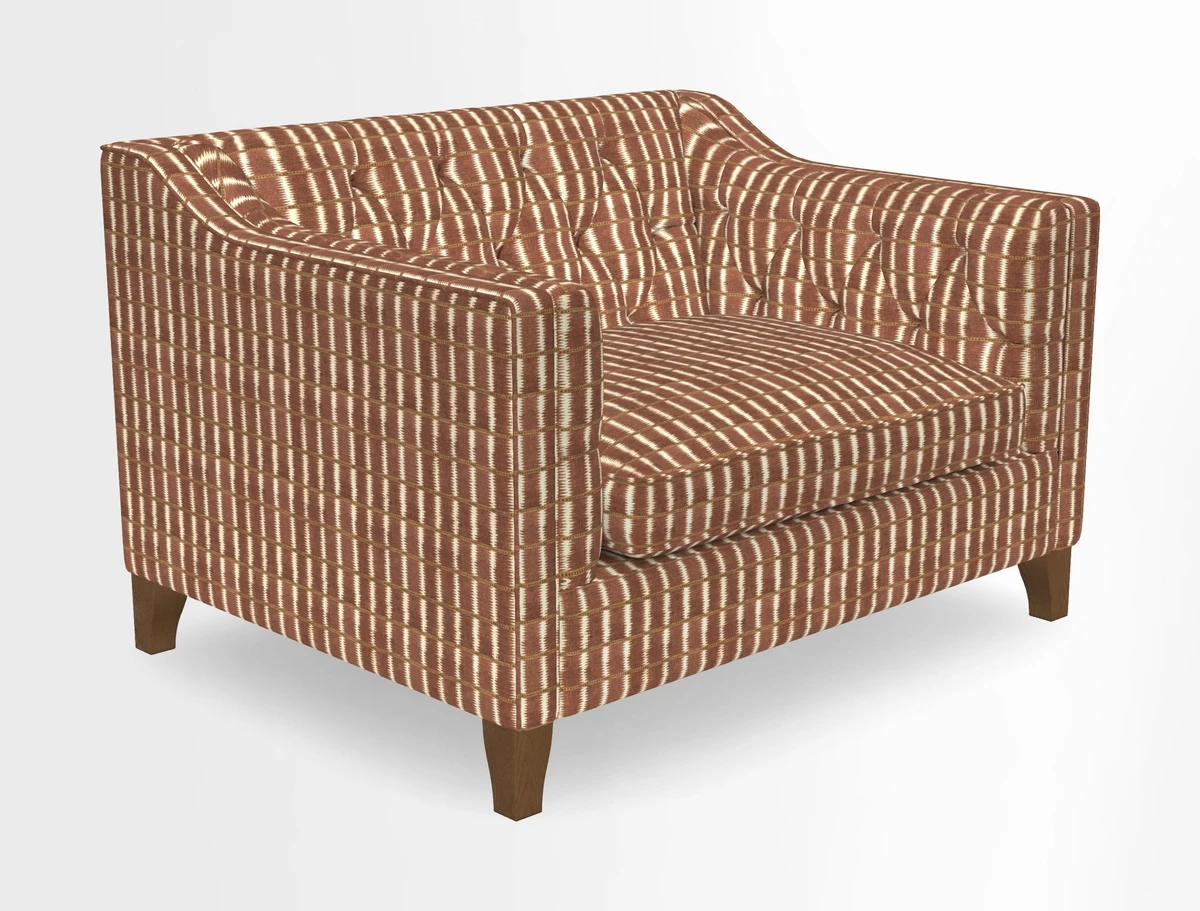 Haresfield Snuggler Dipped Arms in Mohair Lichen Seat Cushion in RHS Gertrude Jekyll Meadow Flower Olive and Scatters in RHS Gertrude Jekyll Folklore Olive