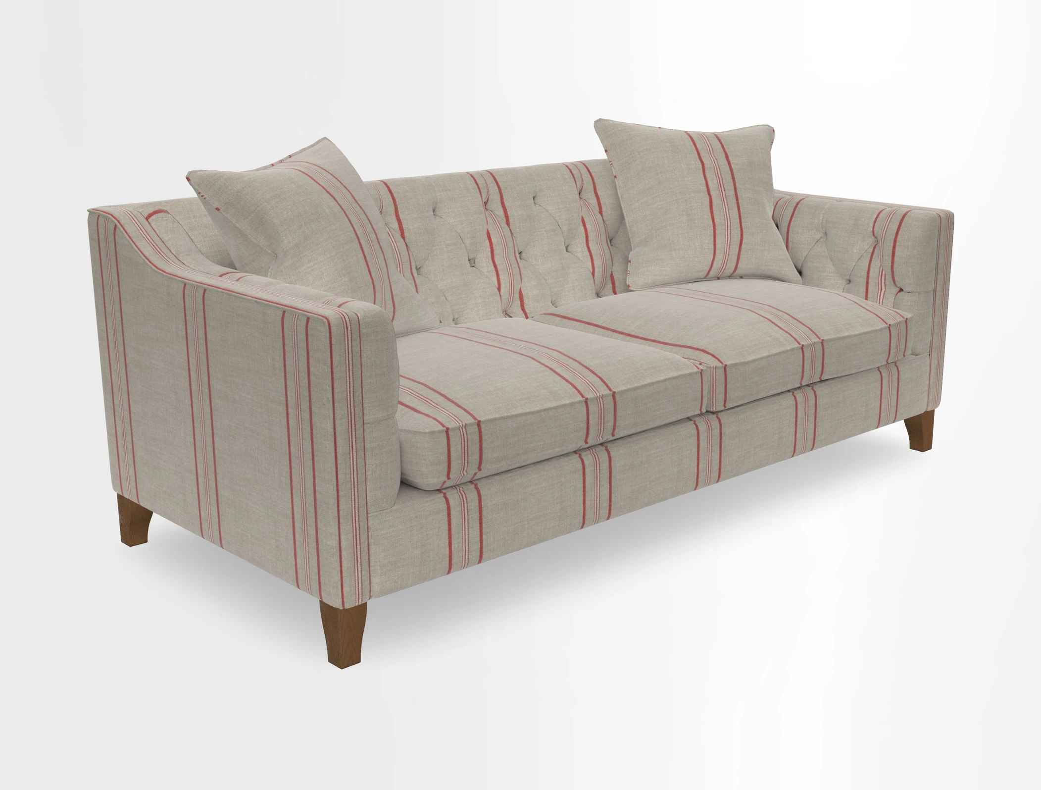 Haresfield 3 Seater Sofa in Linwood Omega Velvet Omega Airforce with Contrasting Piping