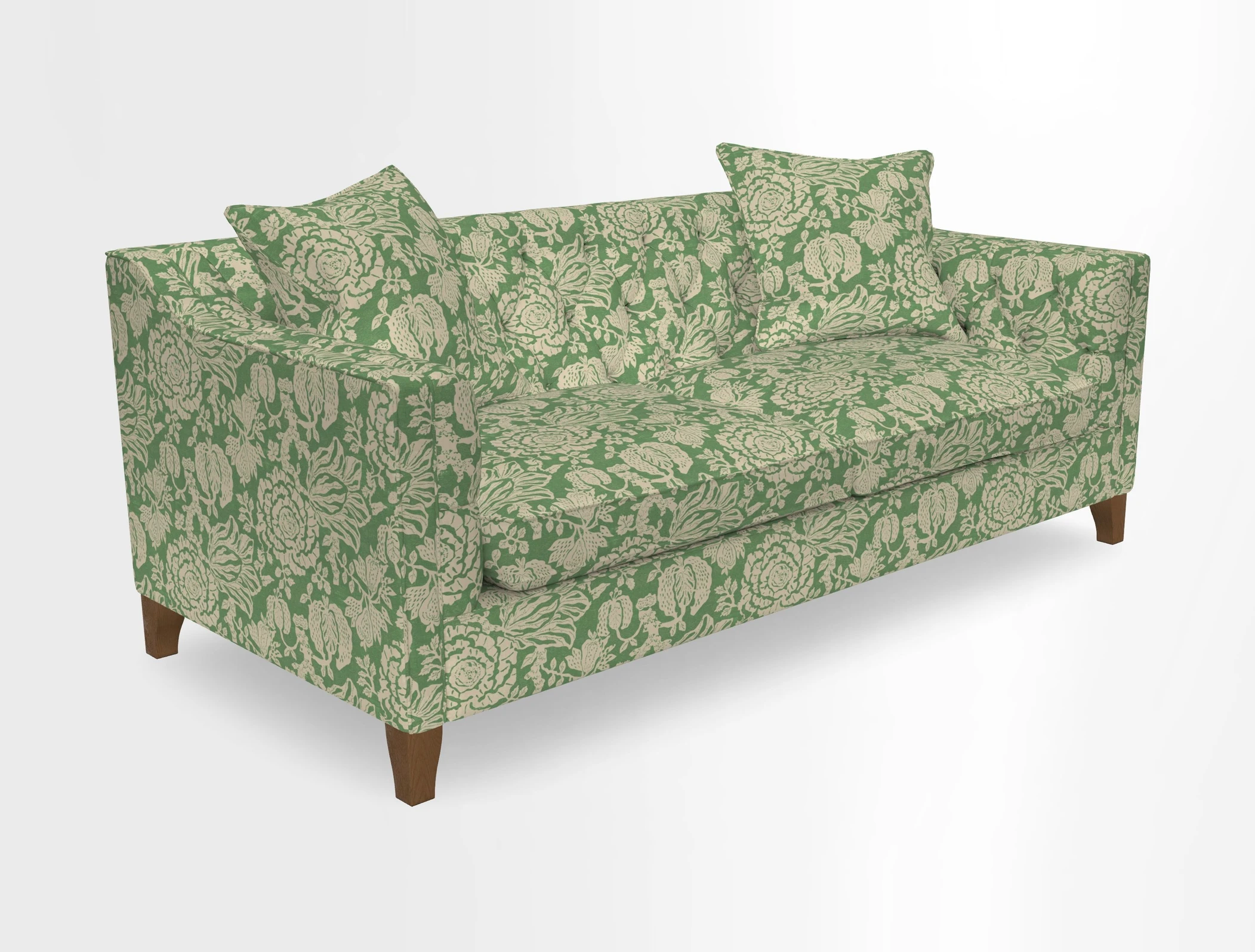 Haresfield 3 Seater Sofa in Linwood Omega Velvet Omega Airforce with Contrasting Piping