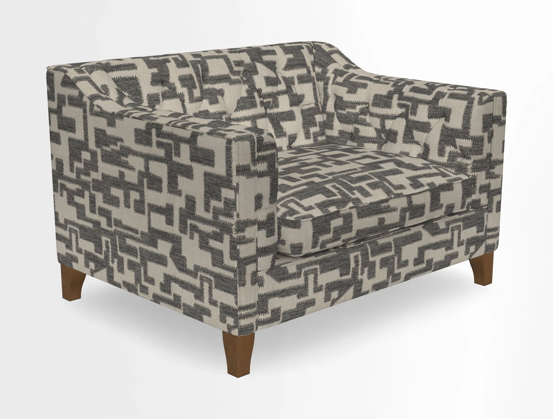 Haresfield Snuggler Dipped Arms in Mohair Lichen Seat Cushion in RHS Gertrude Jekyll Meadow Flower Olive and Scatters in RHS Gertrude Jekyll Folklore Olive