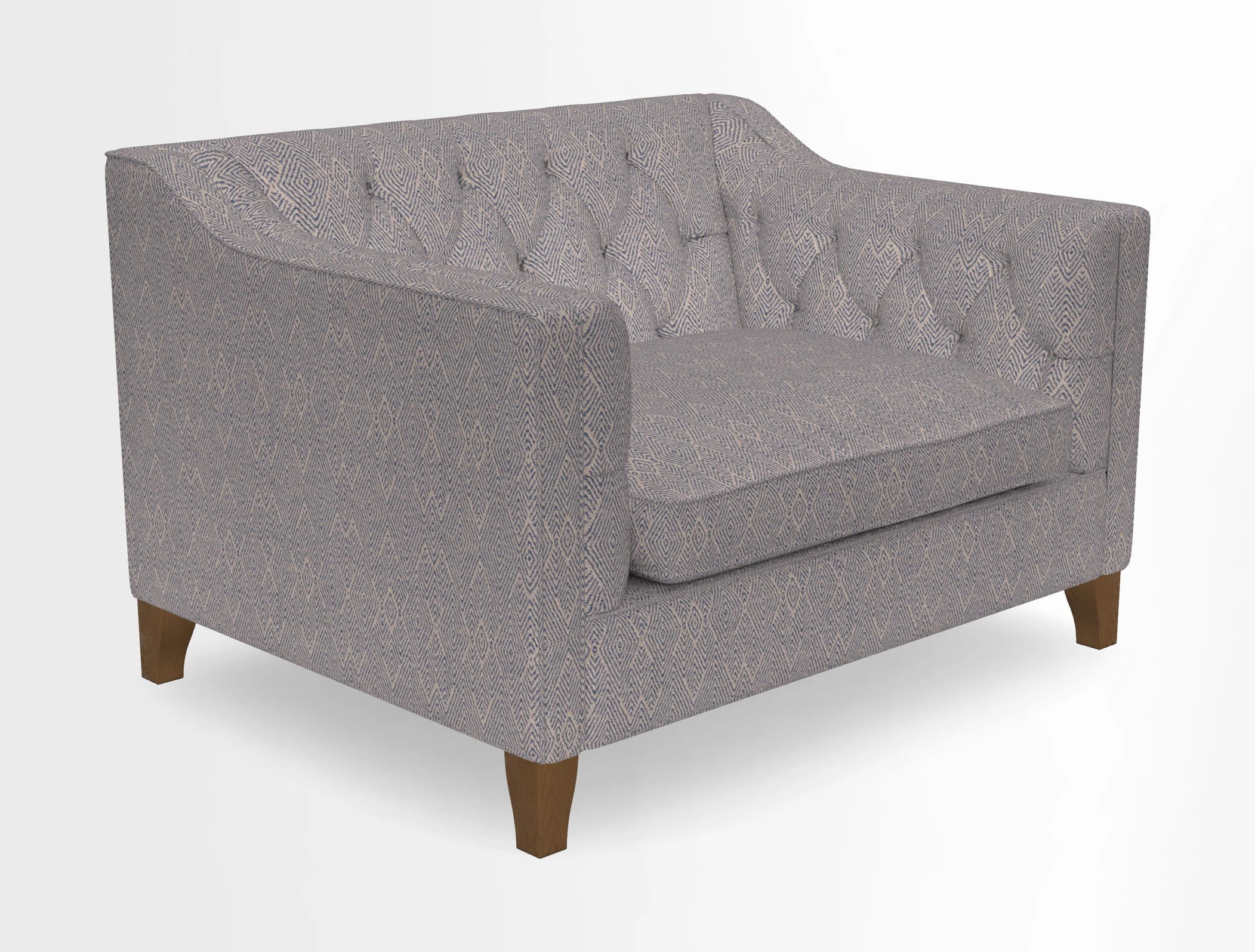 Haresfield Snuggler Dipped Arms in Mohair Lichen Seat Cushion in RHS Gertrude Jekyll Meadow Flower Olive and Scatters in RHS Gertrude Jekyll Folklore Olive