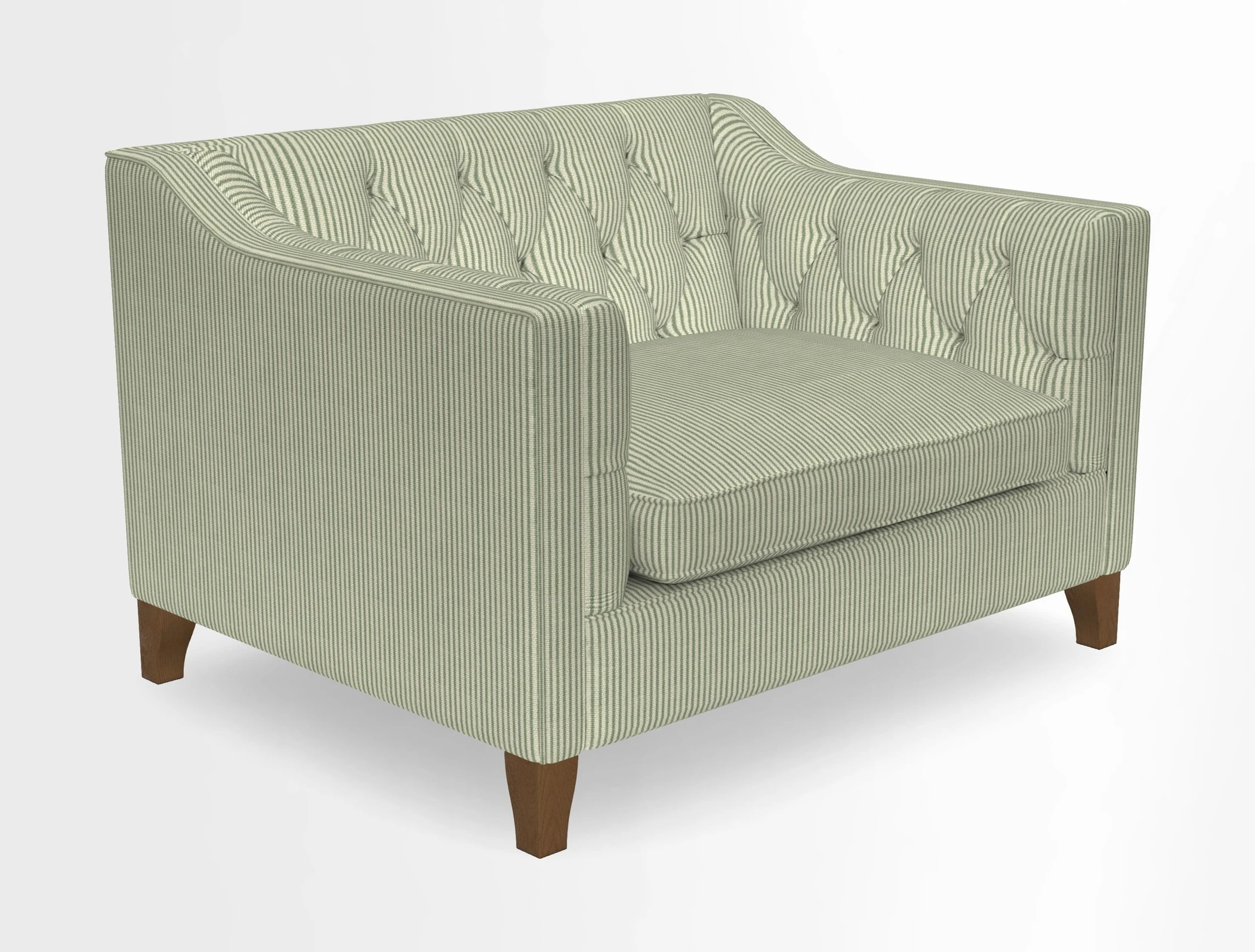 Haresfield Snuggler Dipped Arms in Mohair Lichen Seat Cushion in RHS Gertrude Jekyll Meadow Flower Olive and Scatters in RHS Gertrude Jekyll Folklore Olive