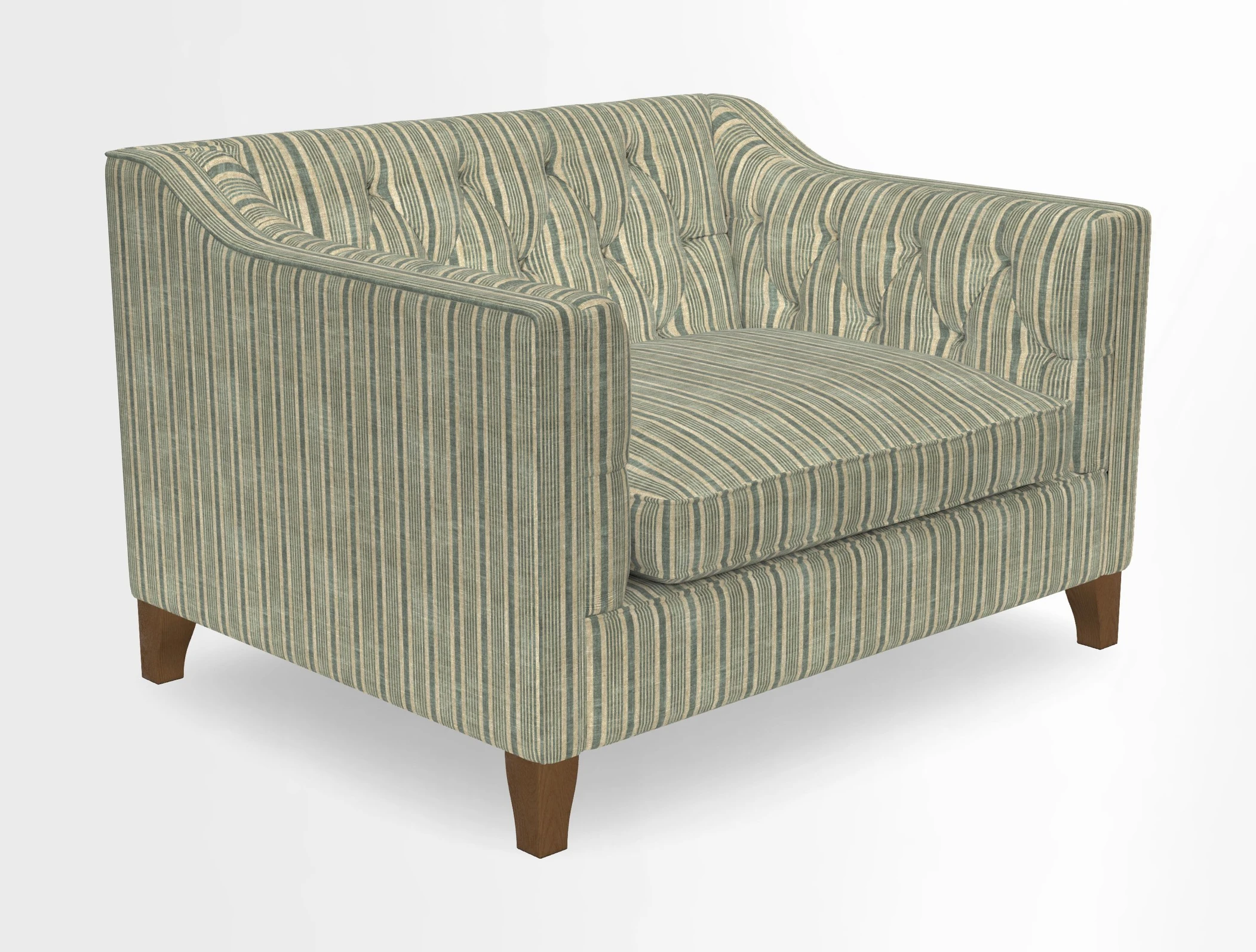 Haresfield Snuggler Dipped Arms in Mohair Lichen Seat Cushion in RHS Gertrude Jekyll Meadow Flower Olive and Scatters in RHS Gertrude Jekyll Folklore Olive