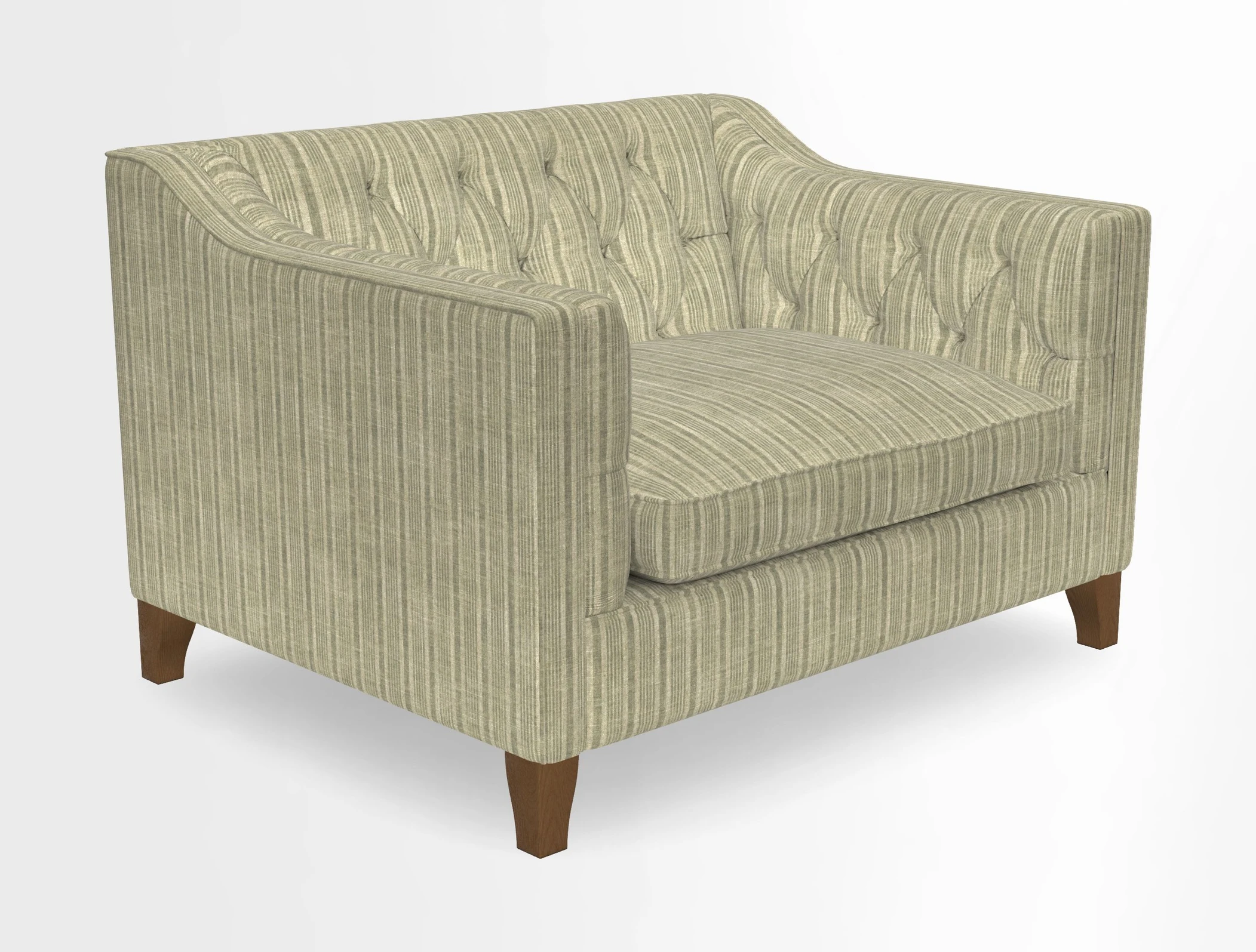 Haresfield Snuggler Dipped Arms in Mohair Lichen Seat Cushion in RHS Gertrude Jekyll Meadow Flower Olive and Scatters in RHS Gertrude Jekyll Folklore Olive