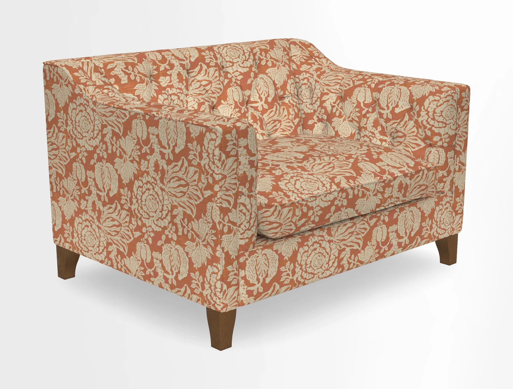 Haresfield Snuggler Dipped Arms in Mohair Lichen Seat Cushion in RHS Gertrude Jekyll Meadow Flower Olive and Scatters in RHS Gertrude Jekyll Folklore Olive