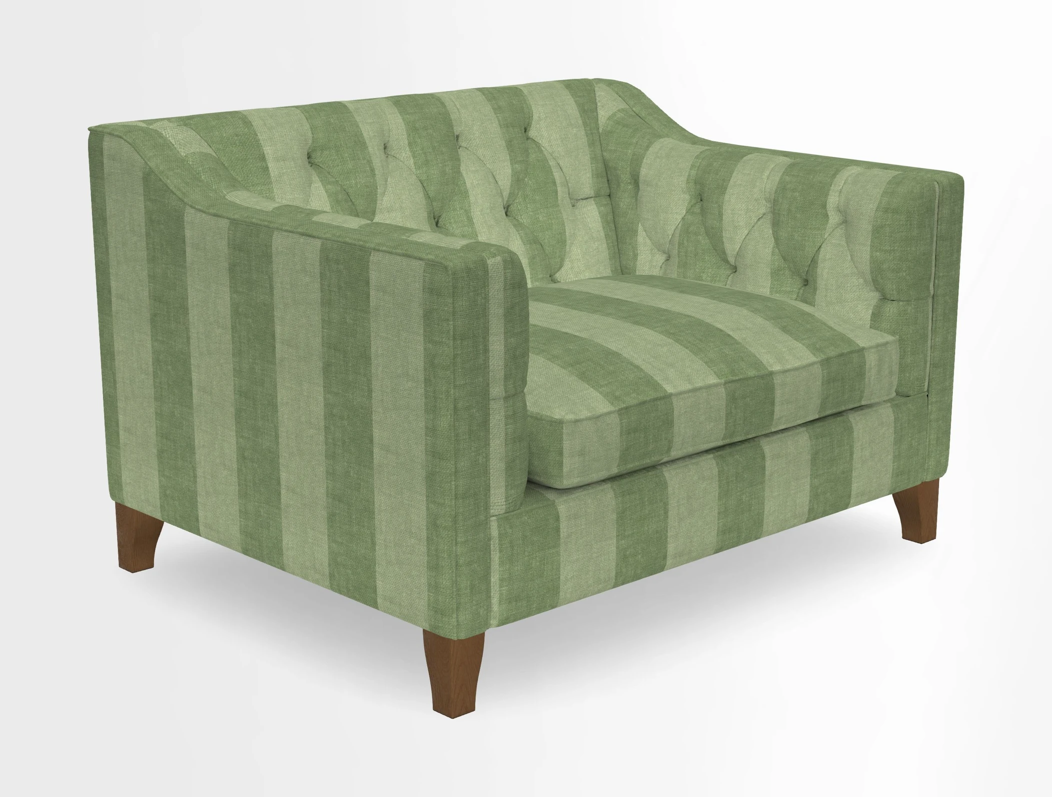 Haresfield Snuggler Dipped Arms in Mohair Lichen Seat Cushion in RHS Gertrude Jekyll Meadow Flower Olive and Scatters in RHS Gertrude Jekyll Folklore Olive