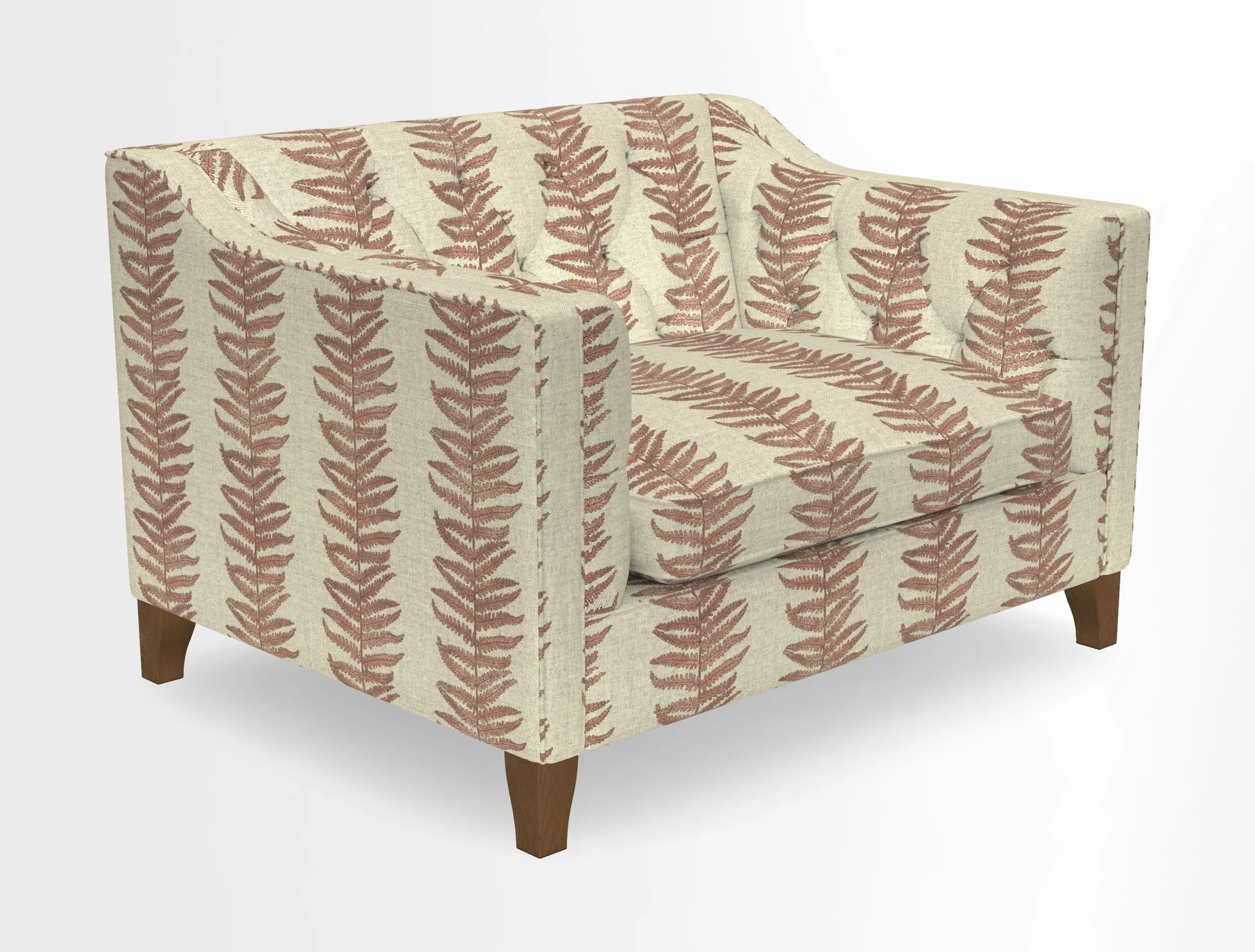 Haresfield Snuggler Dipped Arms in Mohair Lichen Seat Cushion in RHS Gertrude Jekyll Meadow Flower Olive and Scatters in RHS Gertrude Jekyll Folklore Olive