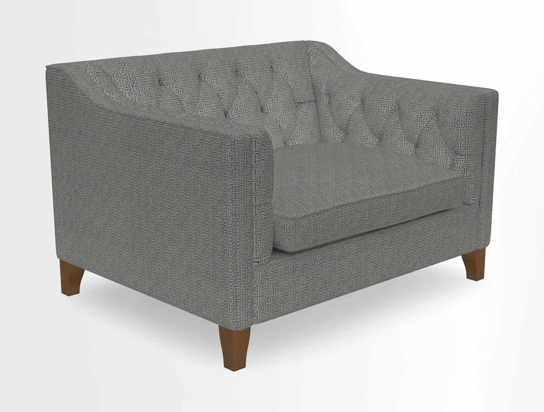 Haresfield Snuggler Dipped Arms in Mohair Lichen Seat Cushion in RHS Gertrude Jekyll Meadow Flower Olive and Scatters in RHS Gertrude Jekyll Folklore Olive