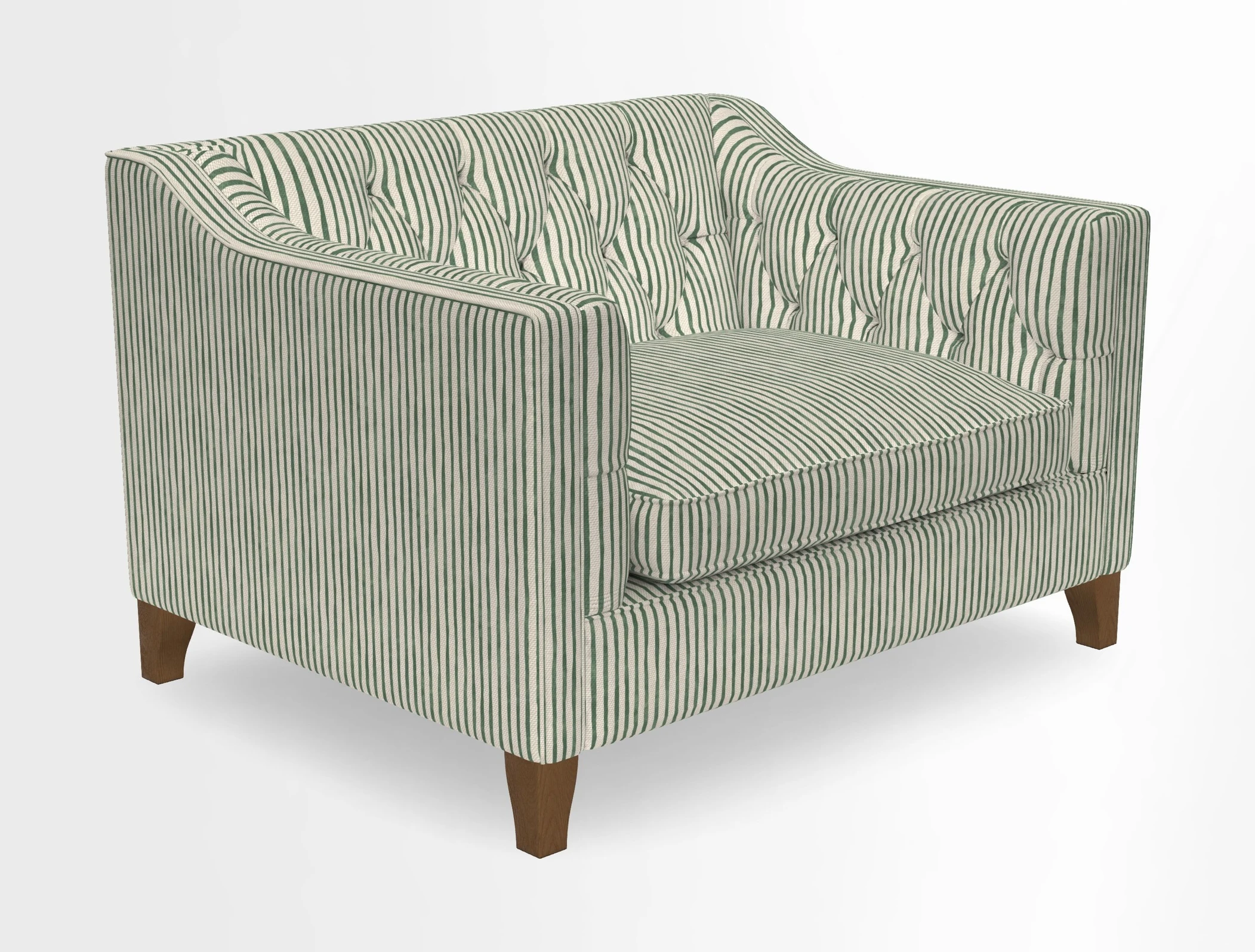 Haresfield Snuggler Dipped Arms in Mohair Lichen Seat Cushion in RHS Gertrude Jekyll Meadow Flower Olive and Scatters in RHS Gertrude Jekyll Folklore Olive