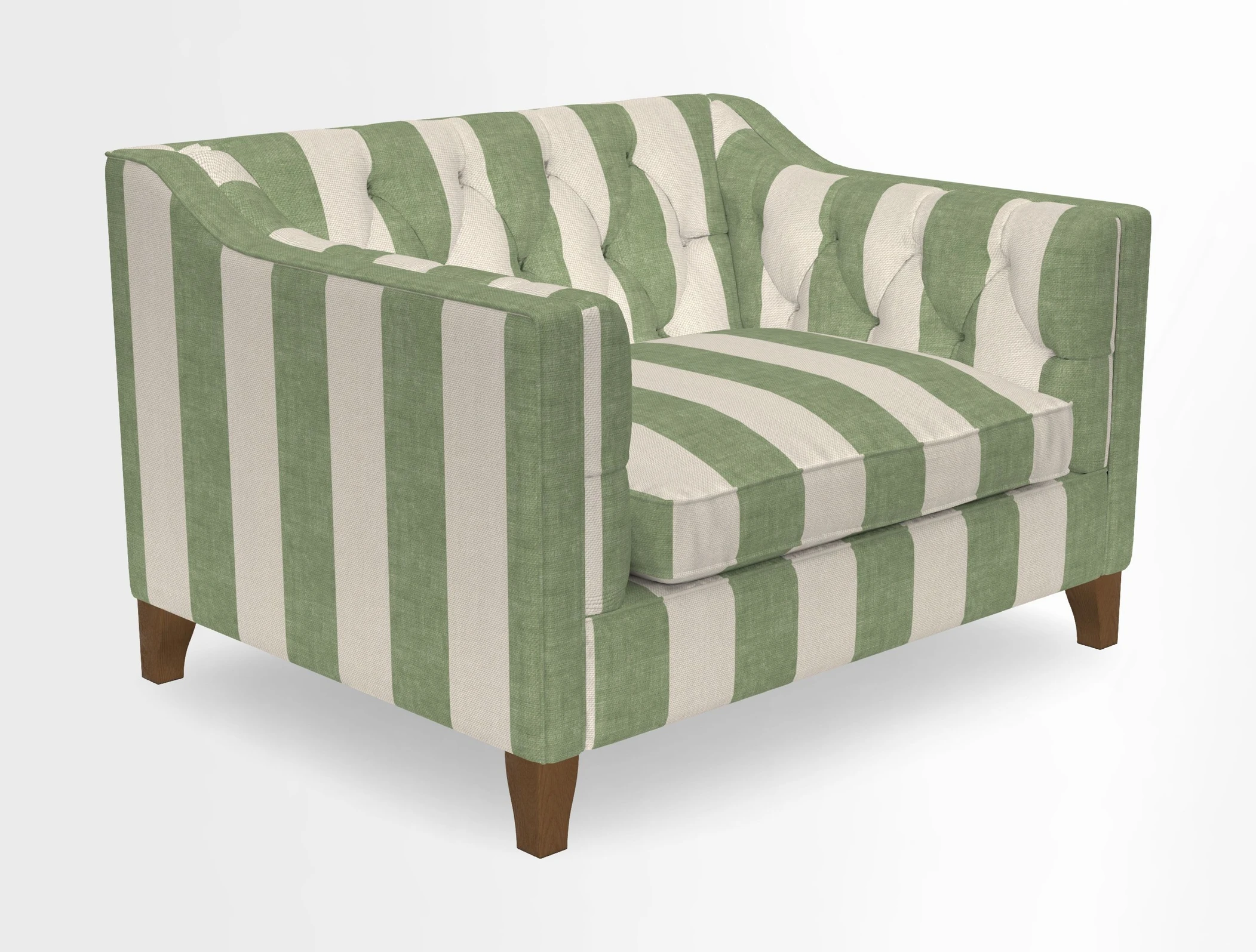 Haresfield Snuggler Dipped Arms in Mohair Lichen Seat Cushion in RHS Gertrude Jekyll Meadow Flower Olive and Scatters in RHS Gertrude Jekyll Folklore Olive