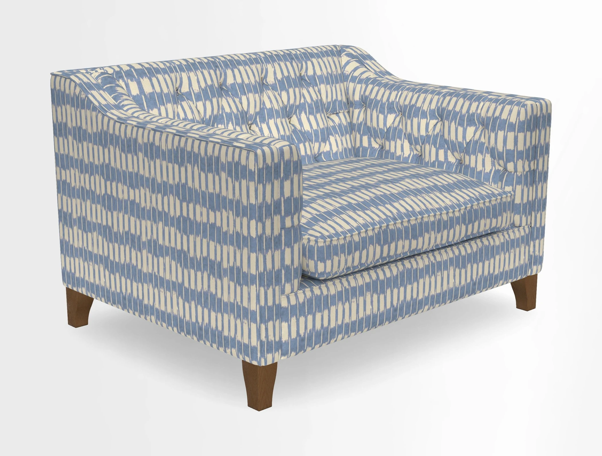 Haresfield Snuggler Dipped Arms in Mohair Lichen Seat Cushion in RHS Gertrude Jekyll Meadow Flower Olive and Scatters in RHS Gertrude Jekyll Folklore Olive