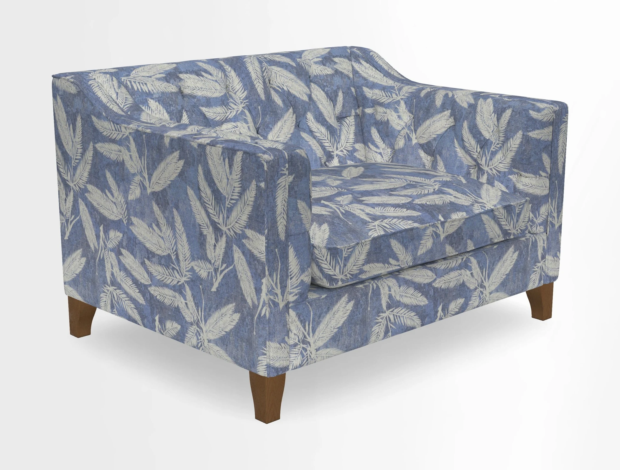 Haresfield Snuggler Dipped Arms in Mohair Lichen Seat Cushion in RHS Gertrude Jekyll Meadow Flower Olive and Scatters in RHS Gertrude Jekyll Folklore Olive