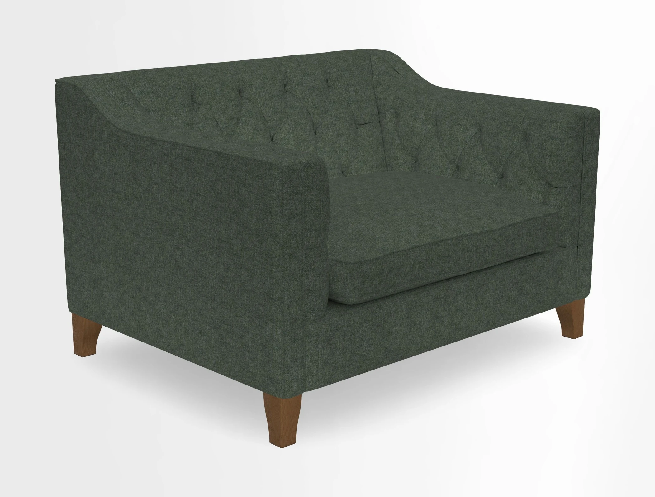 Haresfield Snuggler Dipped Arms in Mohair Lichen Seat Cushion in RHS Gertrude Jekyll Meadow Flower Olive and Scatters in RHS Gertrude Jekyll Folklore Olive