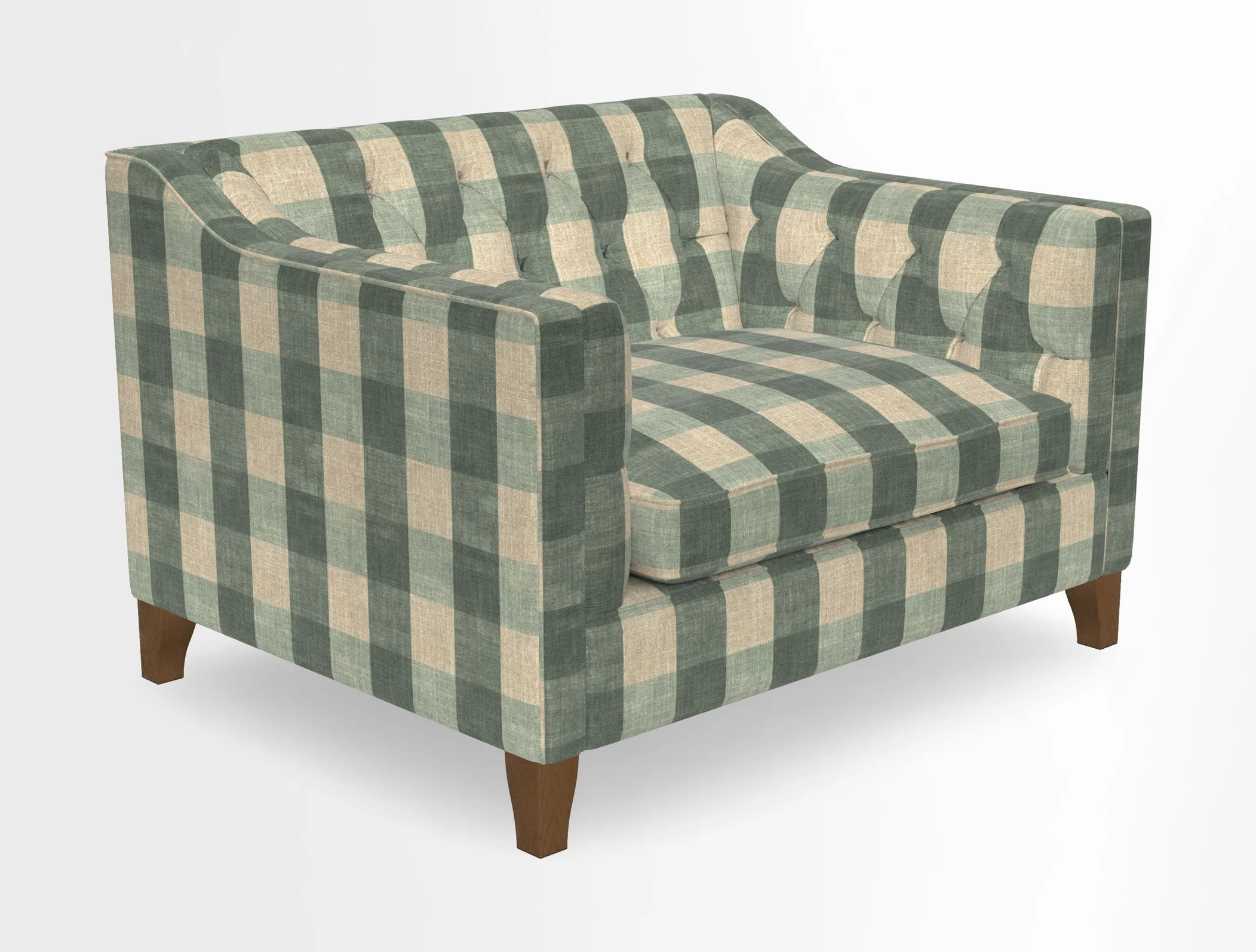 Haresfield Snuggler Dipped Arms in Mohair Lichen Seat Cushion in RHS Gertrude Jekyll Meadow Flower Olive and Scatters in RHS Gertrude Jekyll Folklore Olive