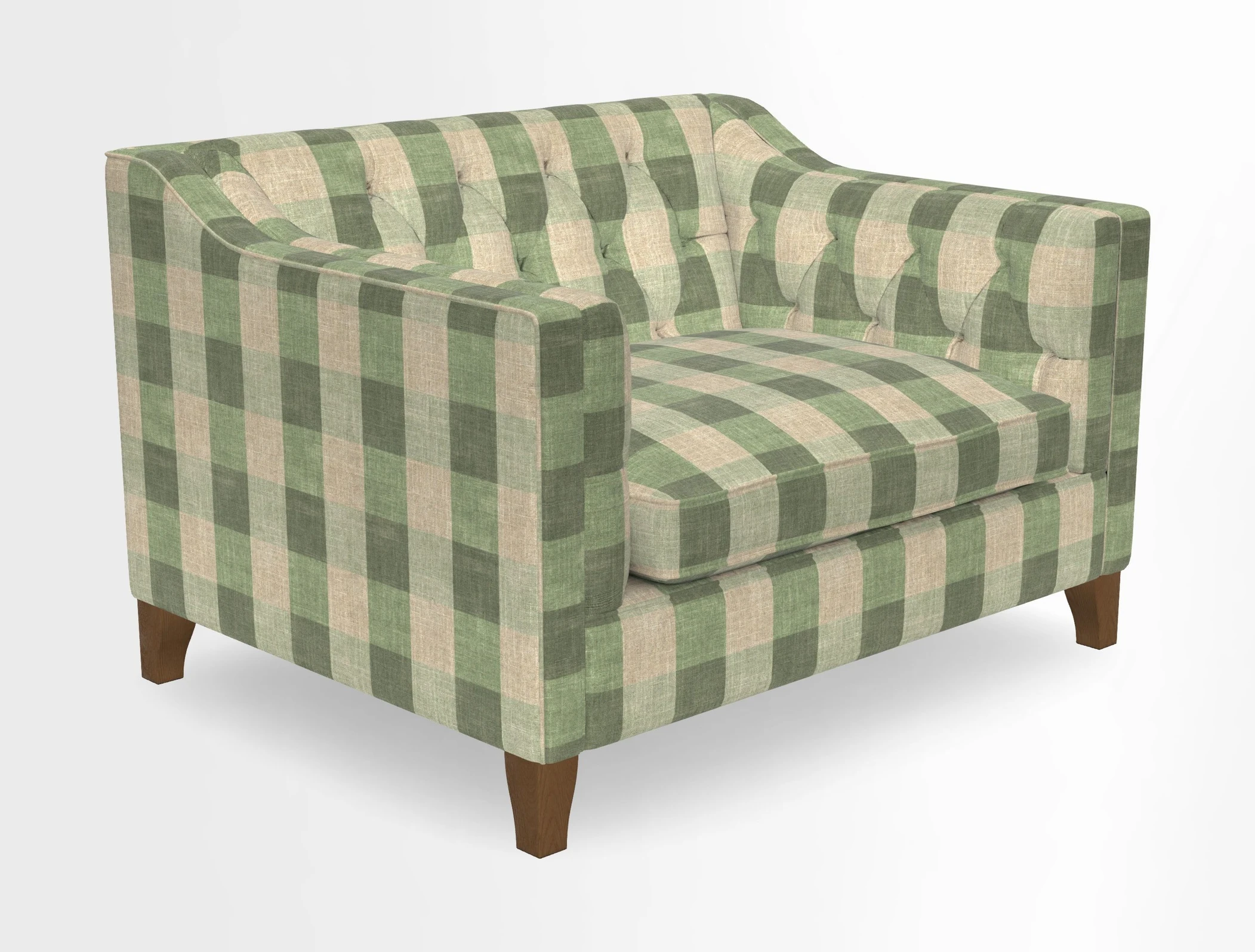 Haresfield Snuggler Dipped Arms in Mohair Lichen Seat Cushion in RHS Gertrude Jekyll Meadow Flower Olive and Scatters in RHS Gertrude Jekyll Folklore Olive