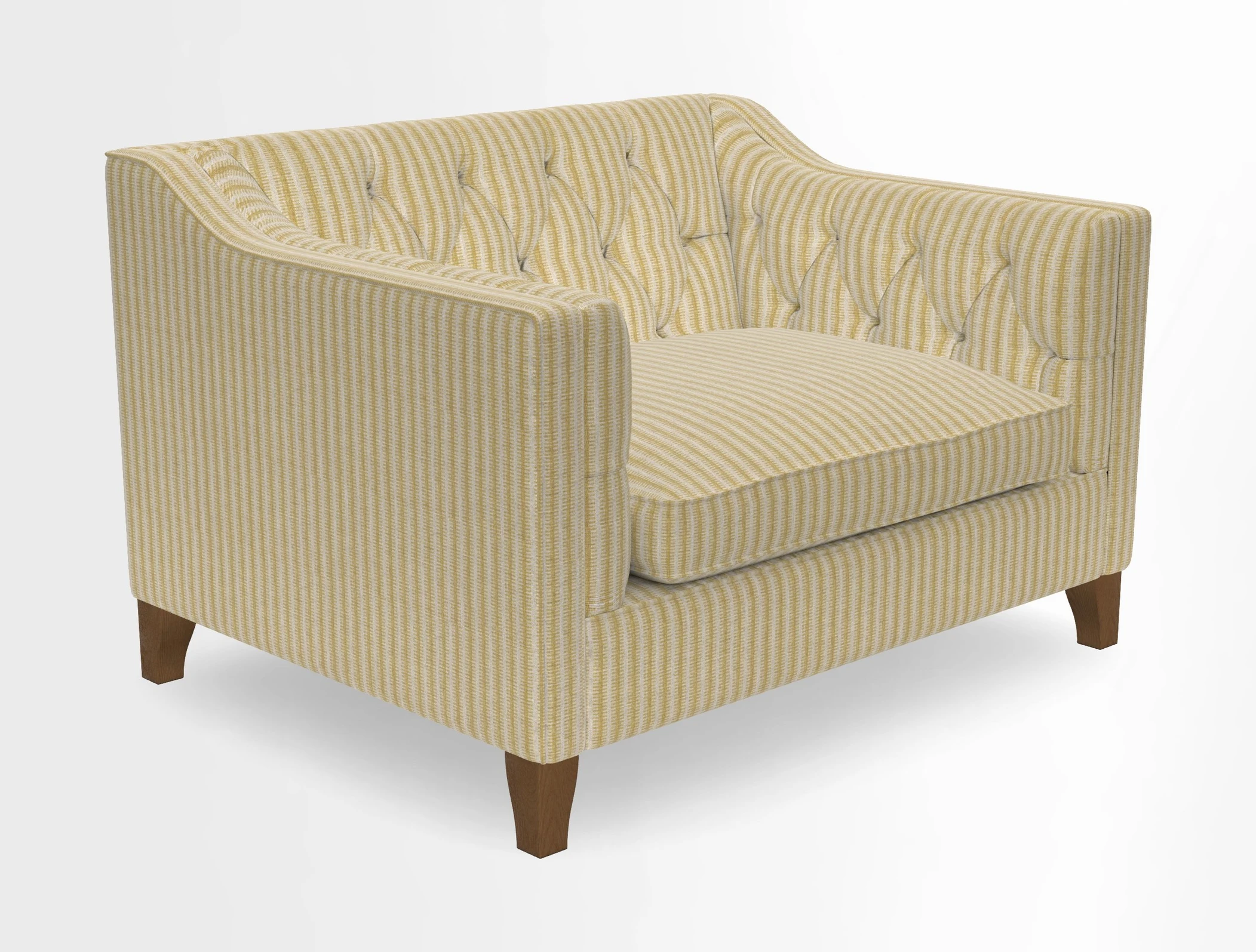 Haresfield Snuggler Dipped Arms in Mohair Lichen Seat Cushion in RHS Gertrude Jekyll Meadow Flower Olive and Scatters in RHS Gertrude Jekyll Folklore Olive