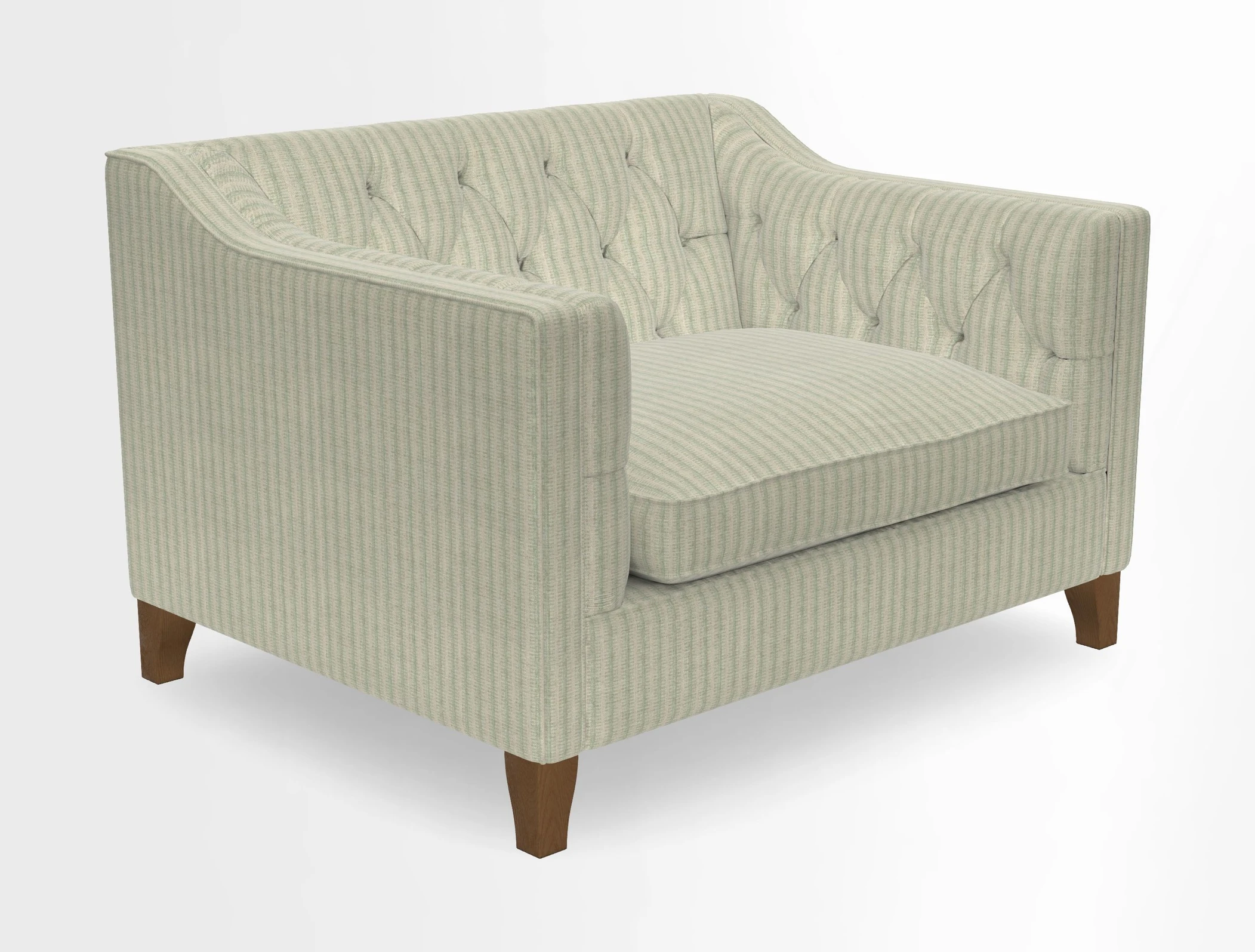 Haresfield Snuggler Dipped Arms in Mohair Lichen Seat Cushion in RHS Gertrude Jekyll Meadow Flower Olive and Scatters in RHS Gertrude Jekyll Folklore Olive